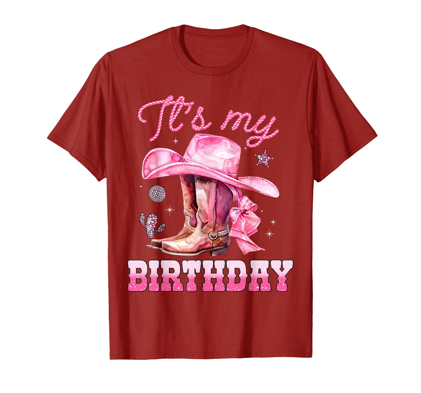 Birthday Girl It's My Birthday Pink Western Cowgirl Birthday T-Shirt