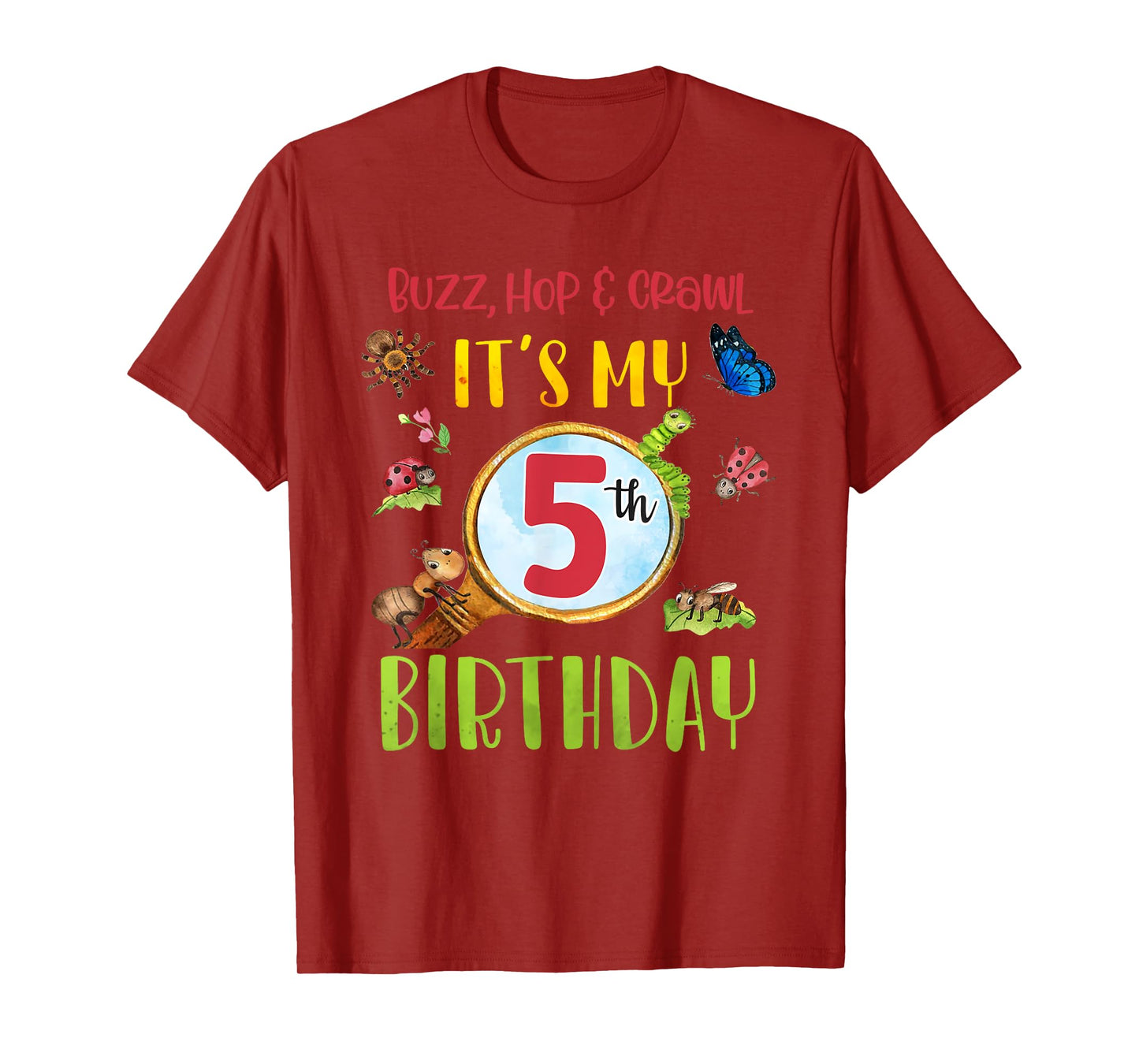 Buzz Hop & Crawl It's My 5th Birthday Bug Insects Themed T-Shirt