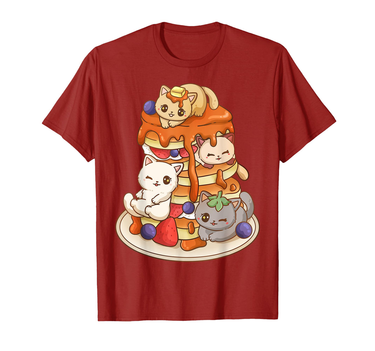 Cat Pancake Stack Kawaii Anime Cat Funny T-Shirt