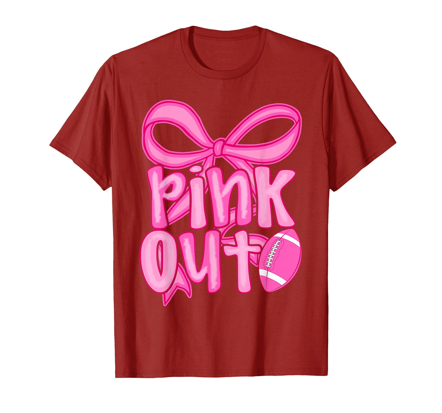 Pink Out Football Bow Preppy Breast Cancer Awareness Women T-Shirt