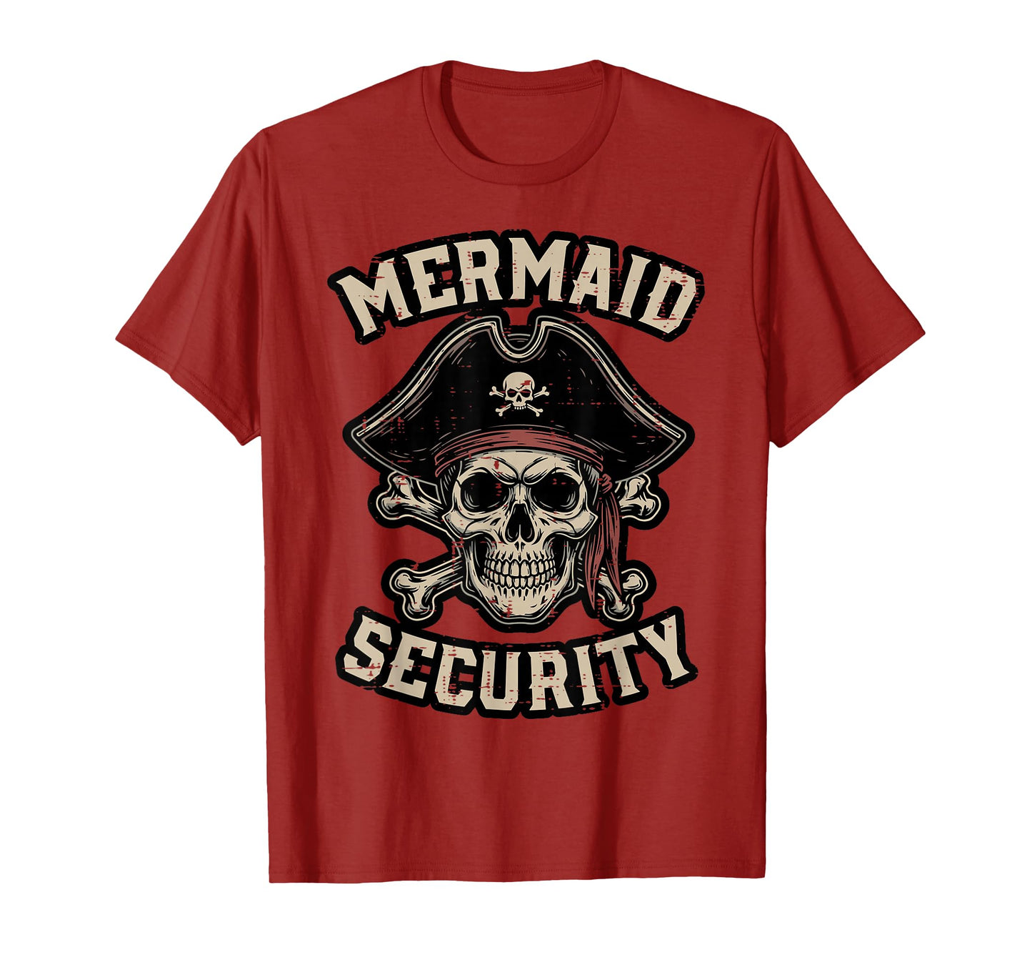 Pirate Mermaid Security Funny Skull Costume Dad Men Boys Kid T-Shirt