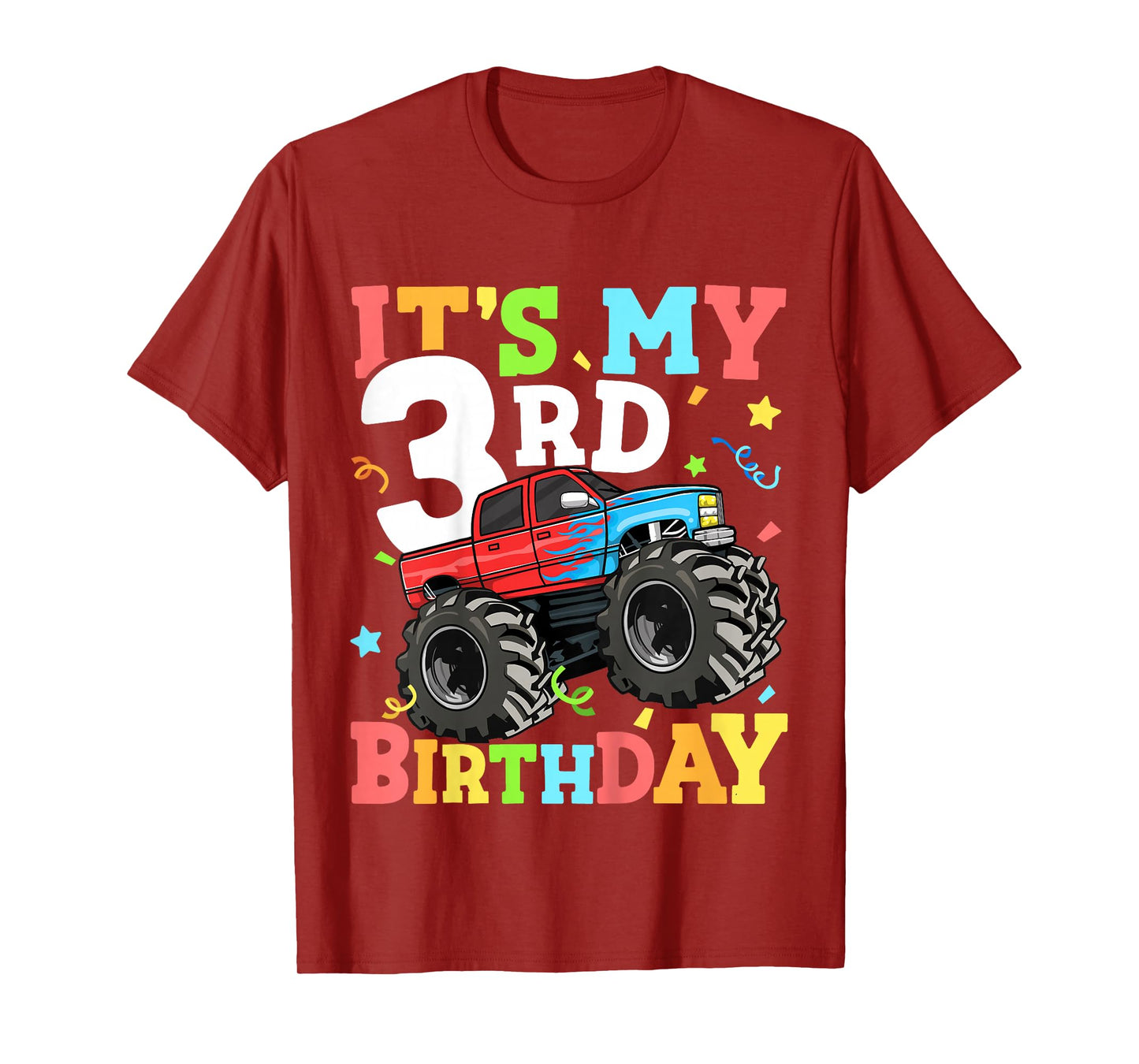 Kids Monster Truck It's My 3rd Birthday Boy 3 Three Toddler T-Shirt