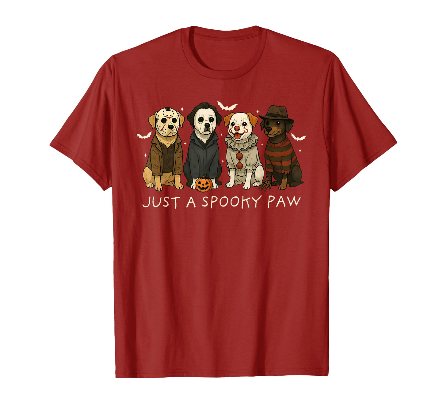 Just A Spooky Paw Retro Halloween Dog Lover Trick Or Treat T-Shirt