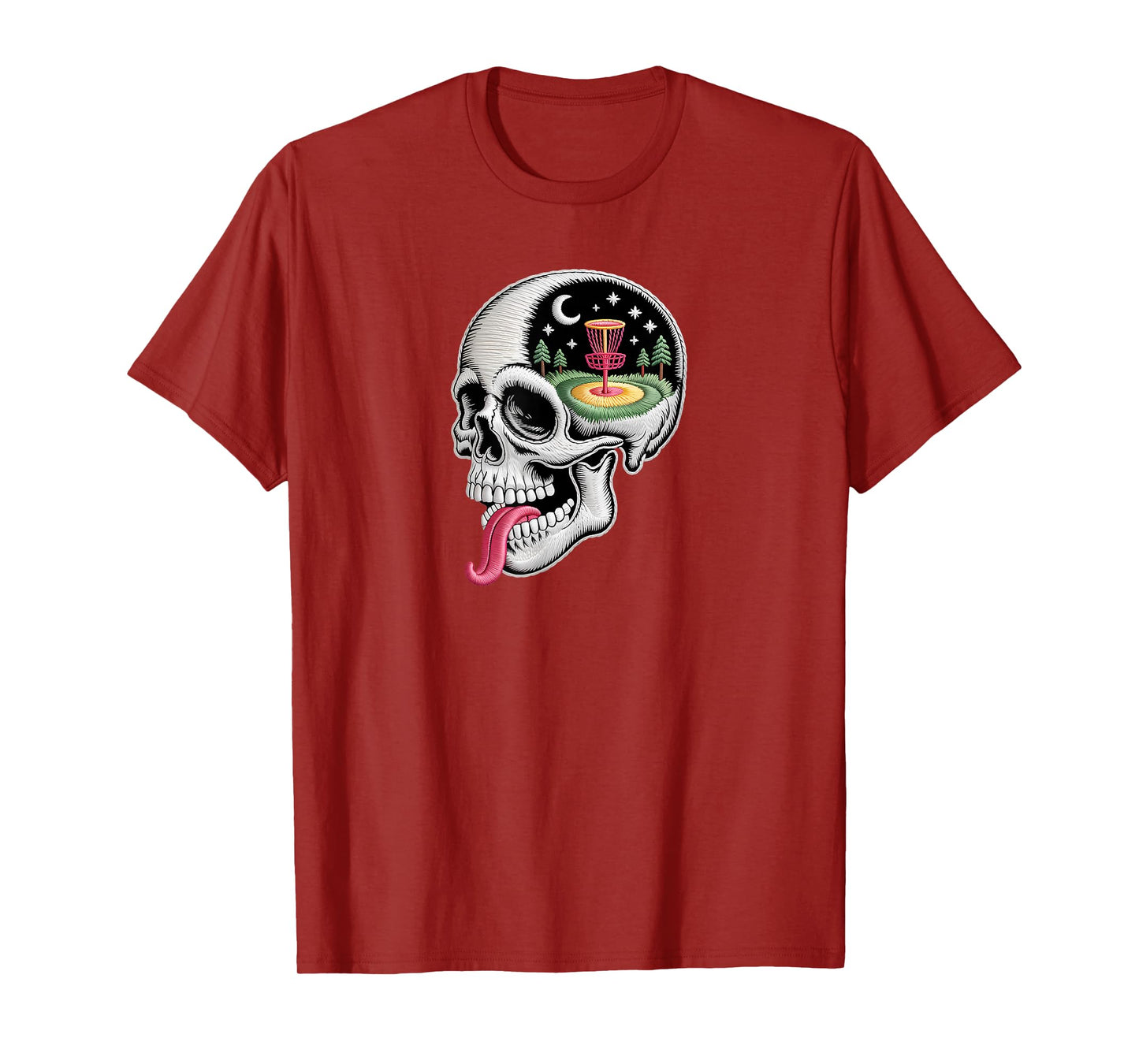 Funny Dreaming Skull Disc Golf Lover Dad Husband Disc Golf T-Shirt