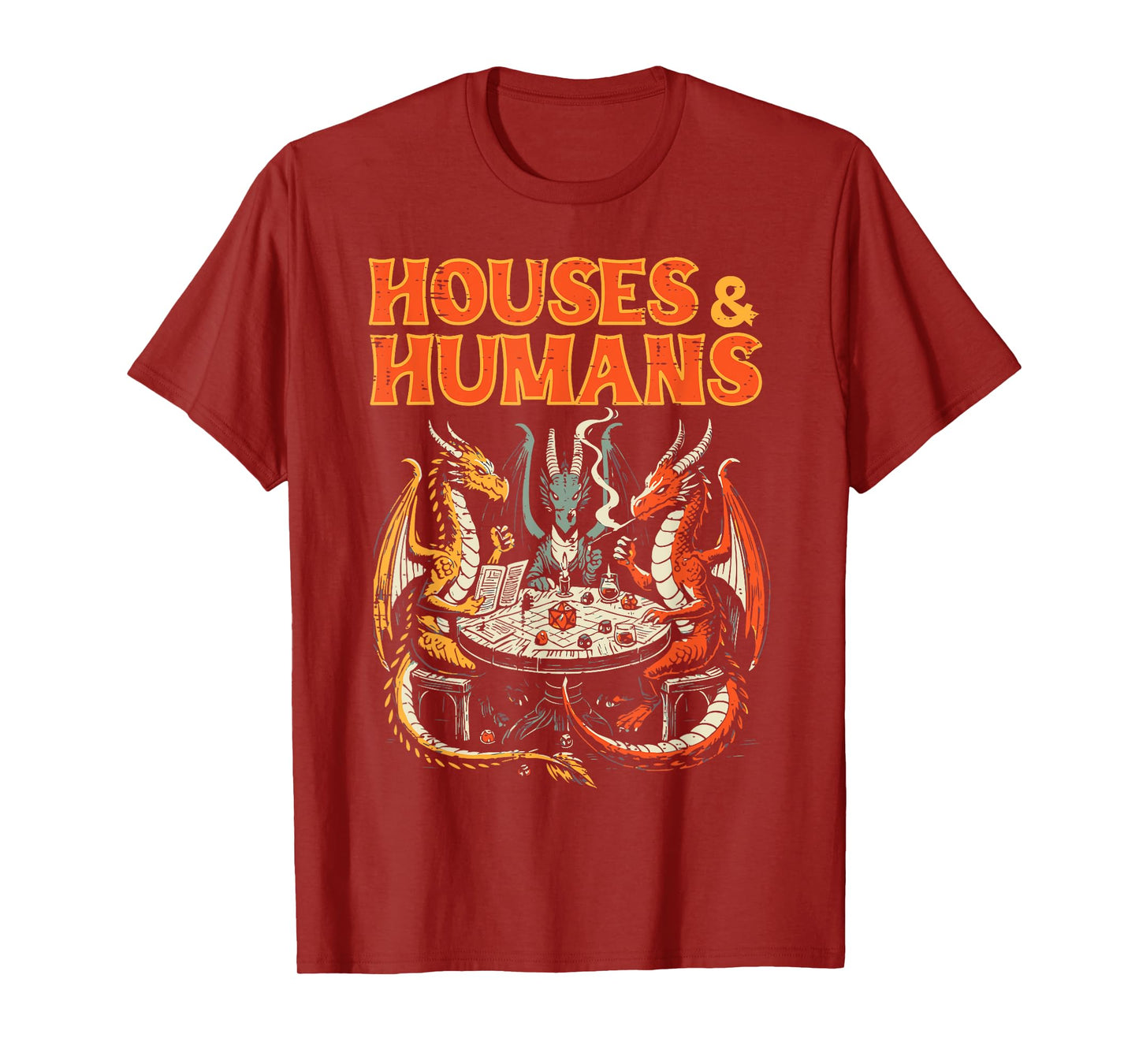 Gaming Houses Humans Funny Rpg Parody Gamer Men Boys Kids T-Shirt