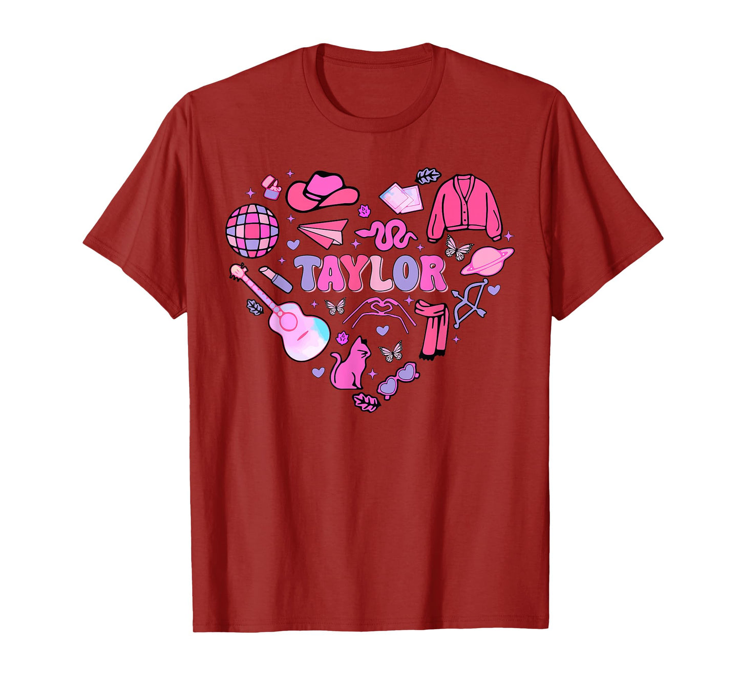 Birthday Girl Groovy Taylor First Name Personalized Heart T-Shirt