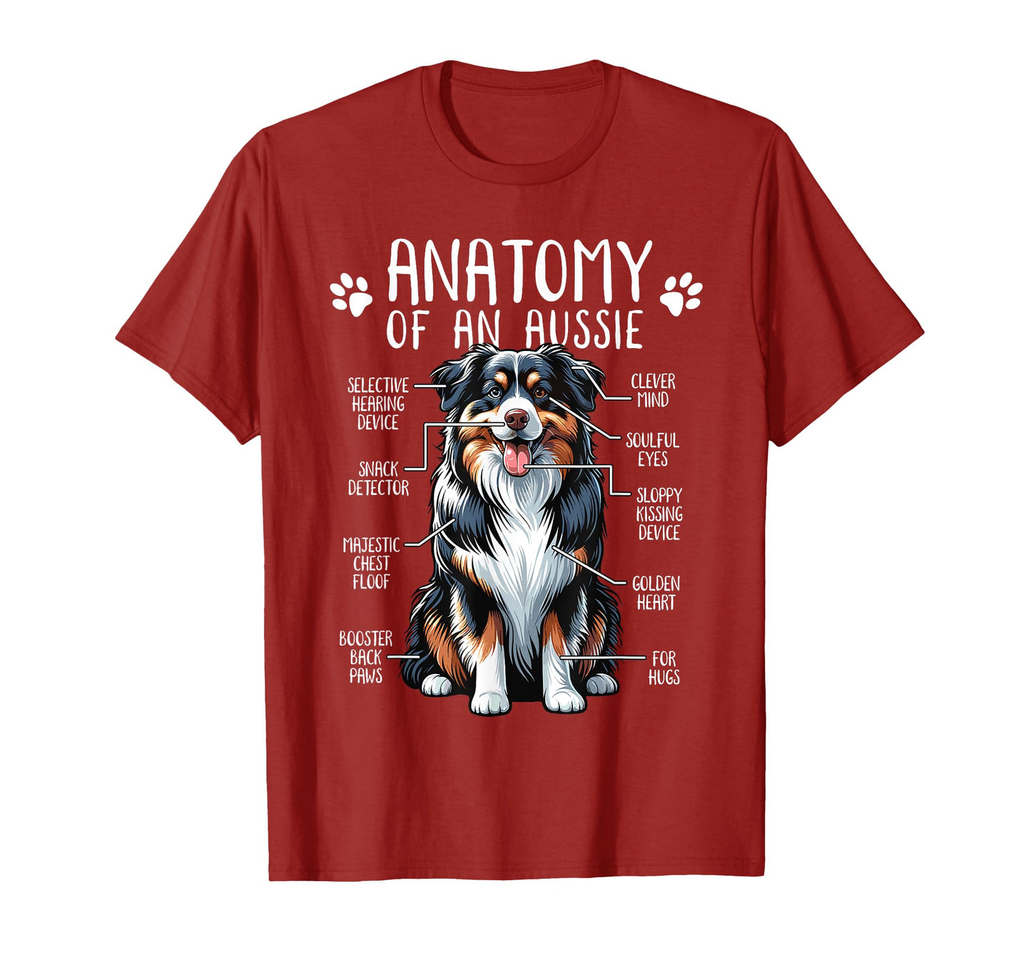 Funny Anatomy Australian Shepherd Dog Lover Aussie Owner Men Women Girls Kids T-Shirt