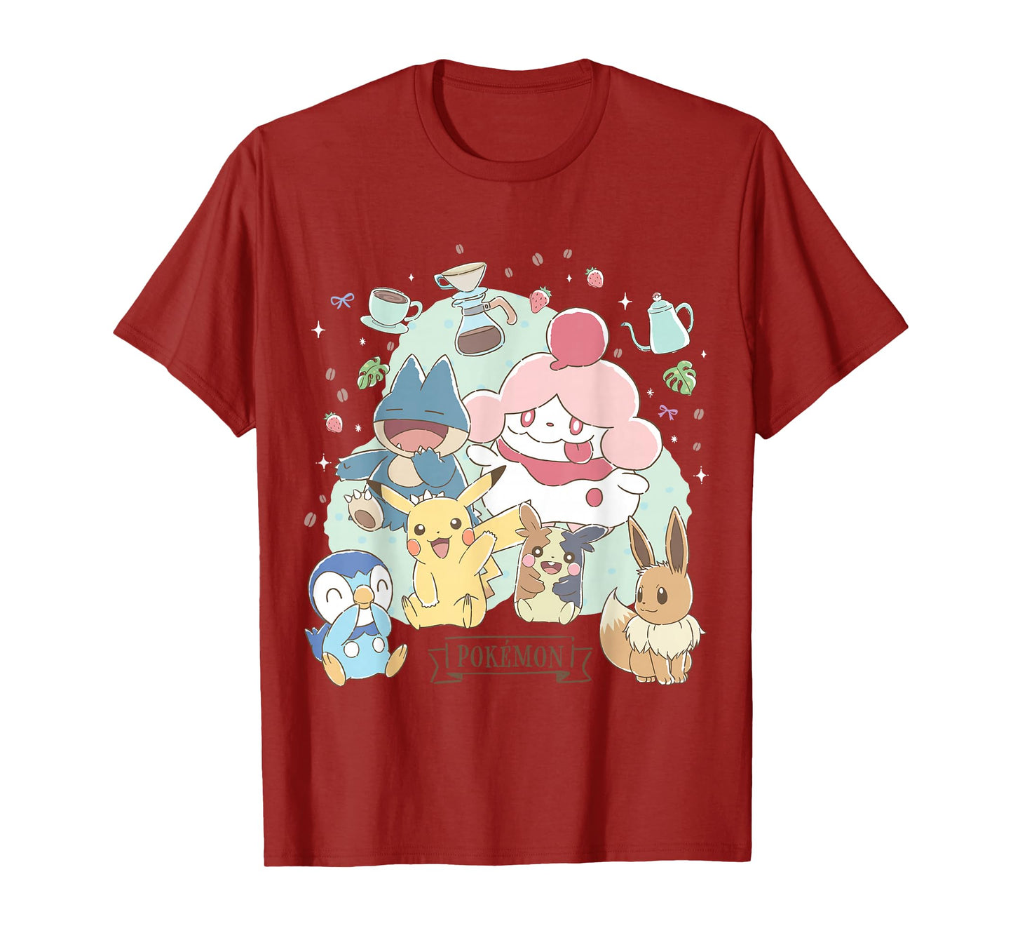 Pokémon - Cafe Pika Eevee Piplup Munchlax Morpeko Slurpuff T-Shirt
