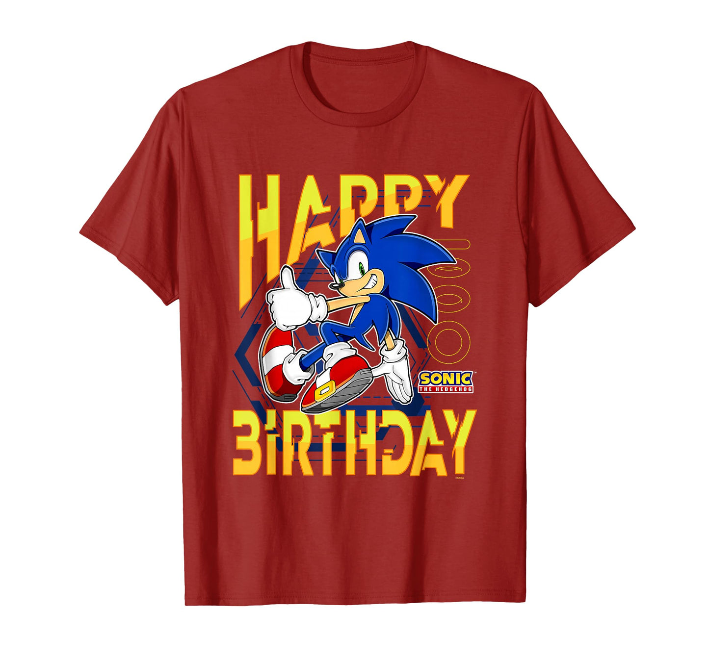 Sonic The Hedgehog Birthday Happy Birthday Thumbs Up Logo T-Shirt