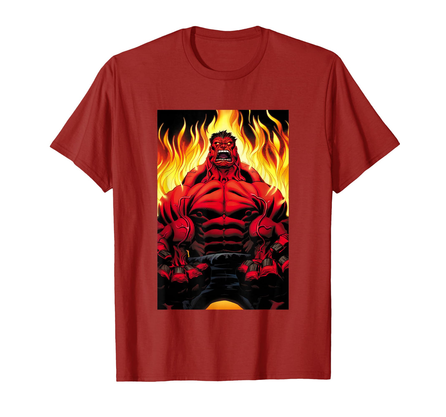 Marvel Universe Classic Red Hulk Extreme Rage On Fire T-Shirt