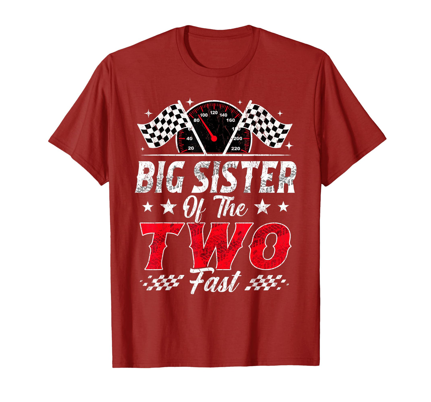 Big Sister of The Two Fast 2nd Birthday Racing Car Family T-Shirt