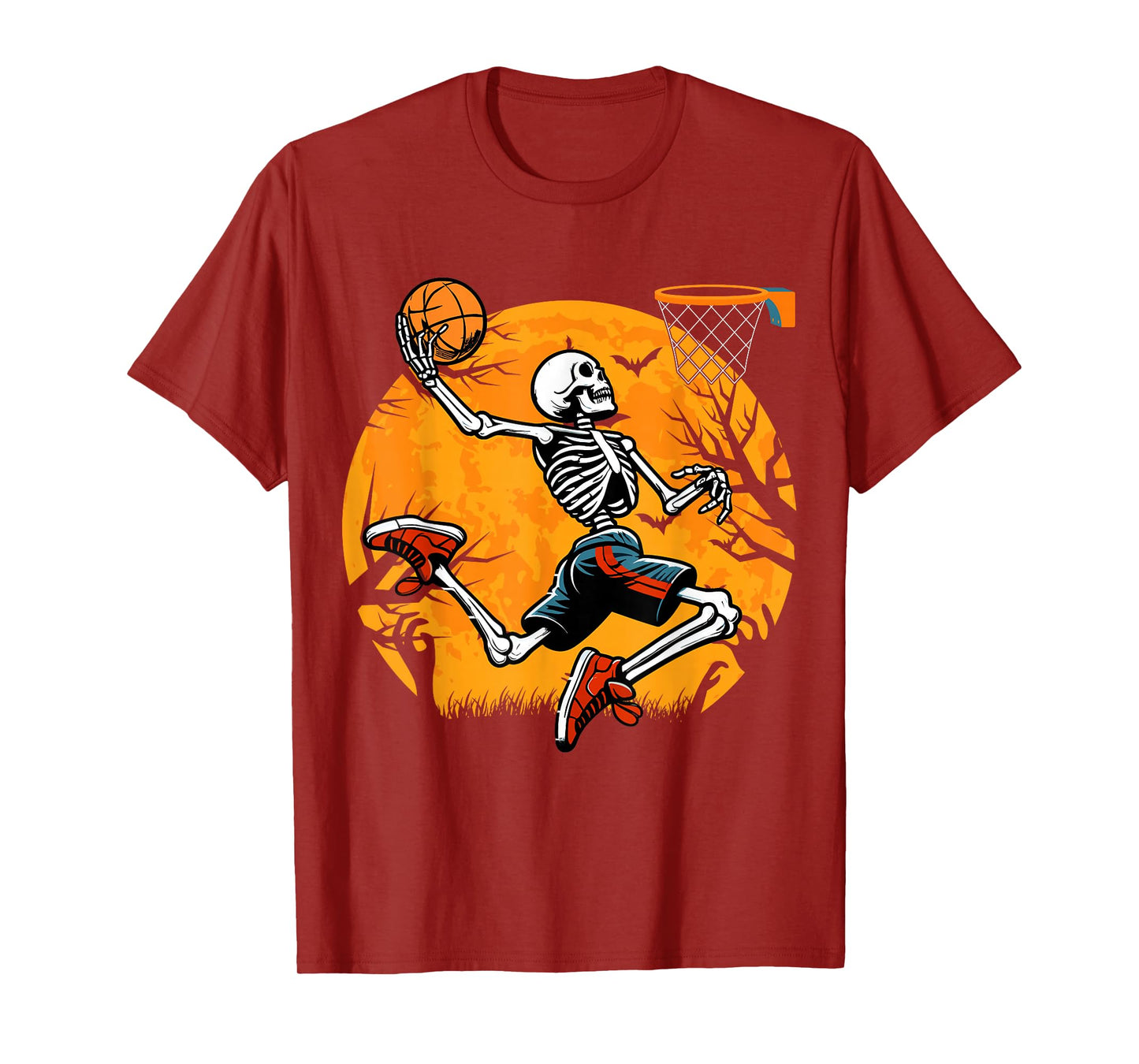Basketball Skeleton Halloween Spooky Boys Basketball Player T-Shirt