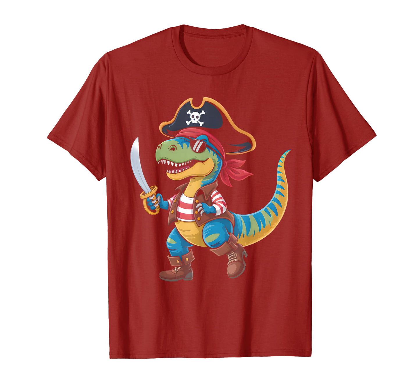 Toddler Boy Halloween Shirt Kids Funny Pirate Dinosaur T Rex T-Shirt