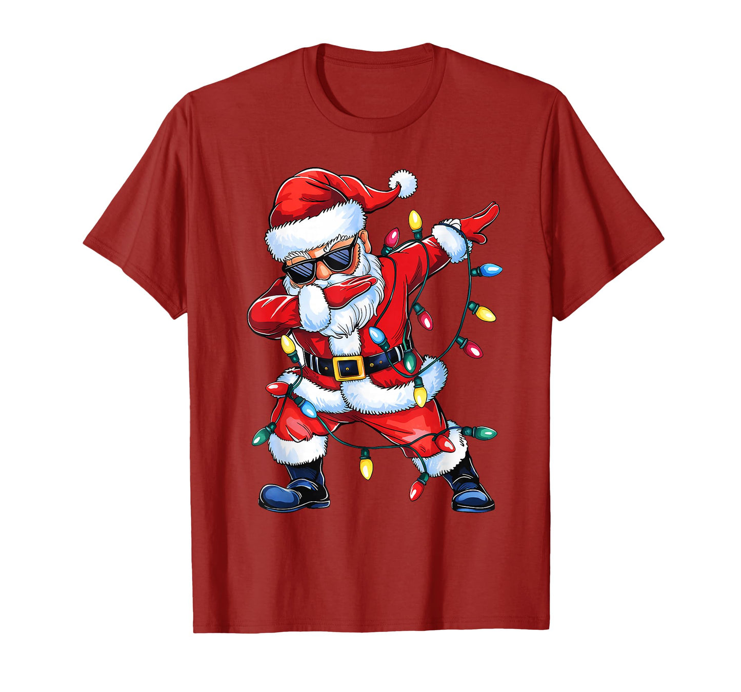 Dabbing Santa Xmas Light Girls Boys Kids Funny Christmas Tee T-Shirt