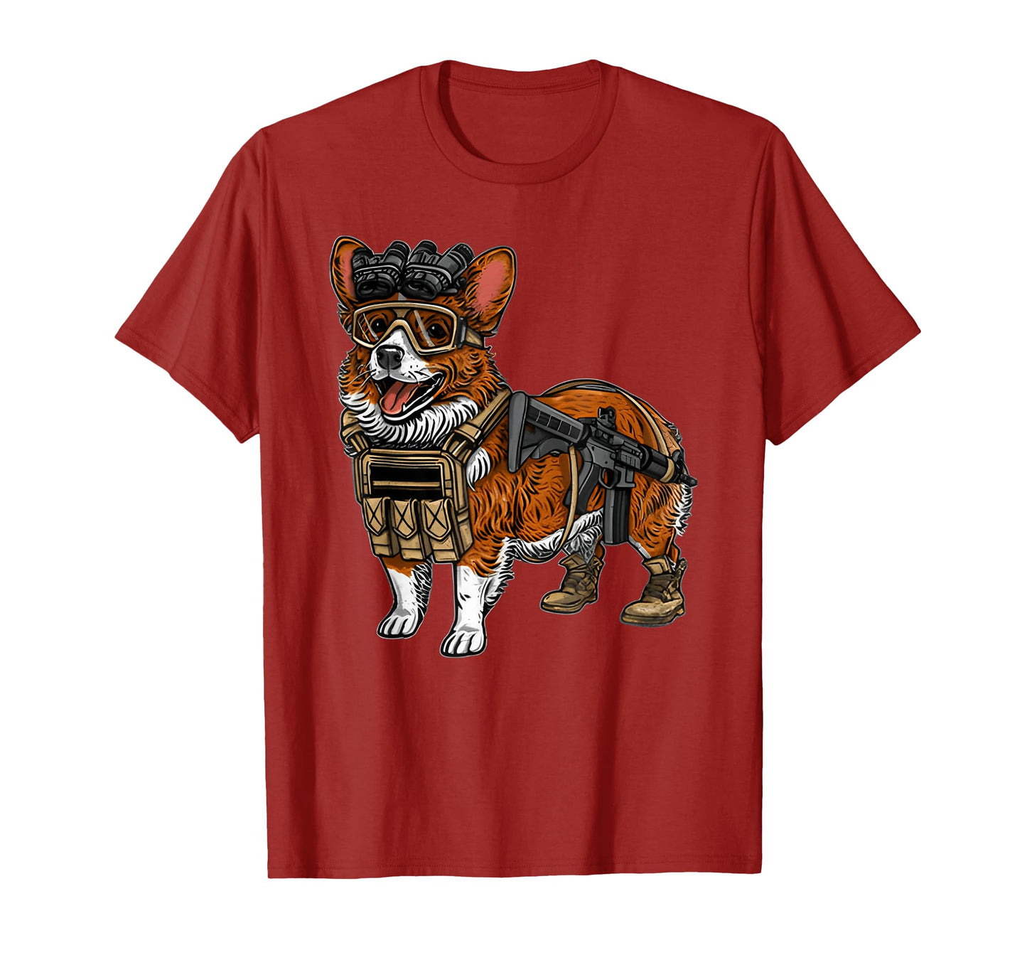Funny Tactical Corgi Dog T-Shirt for Men Women