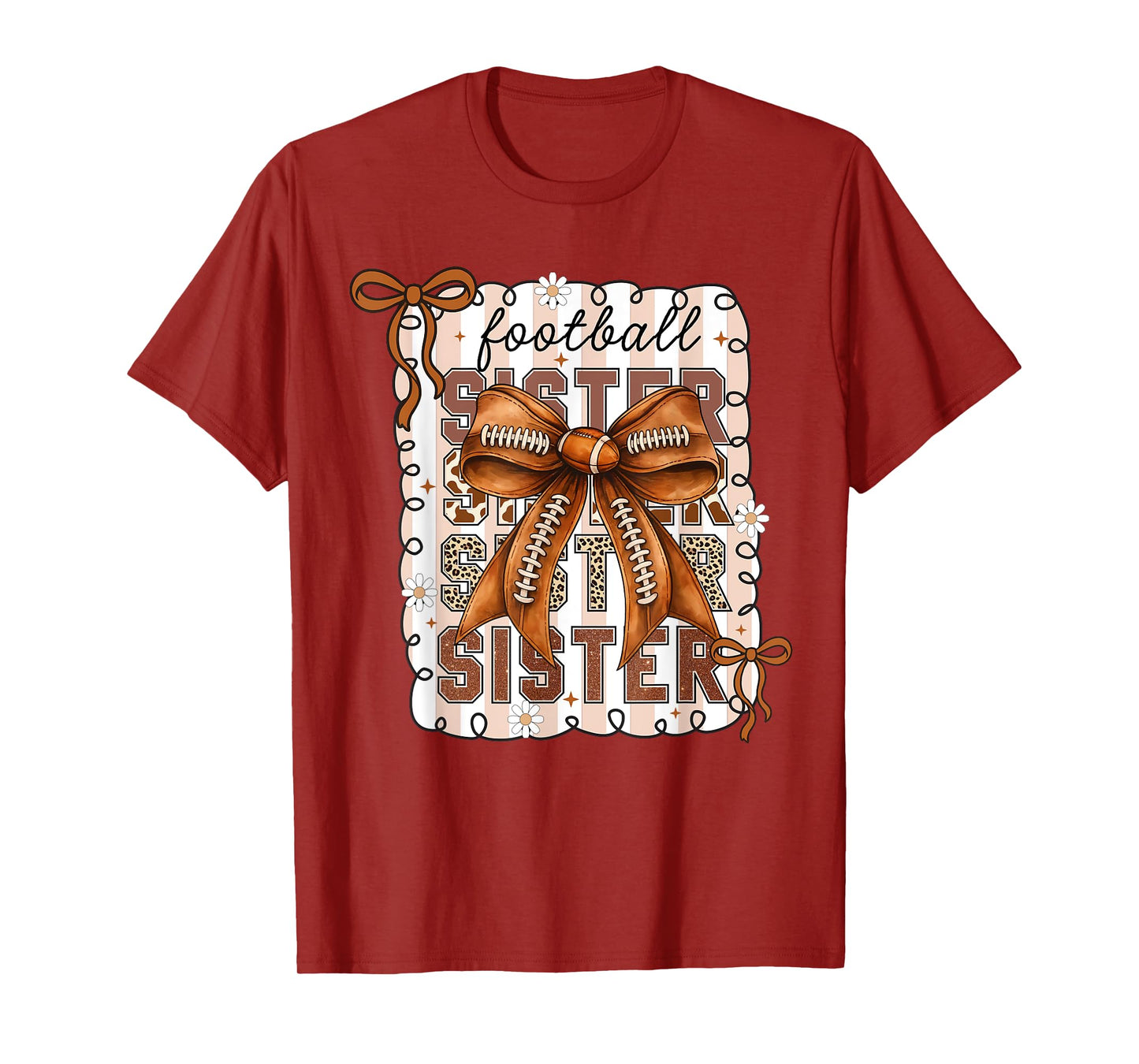 American Football Sister Coquette Bow Thanksgiving for Girls T-Shirt