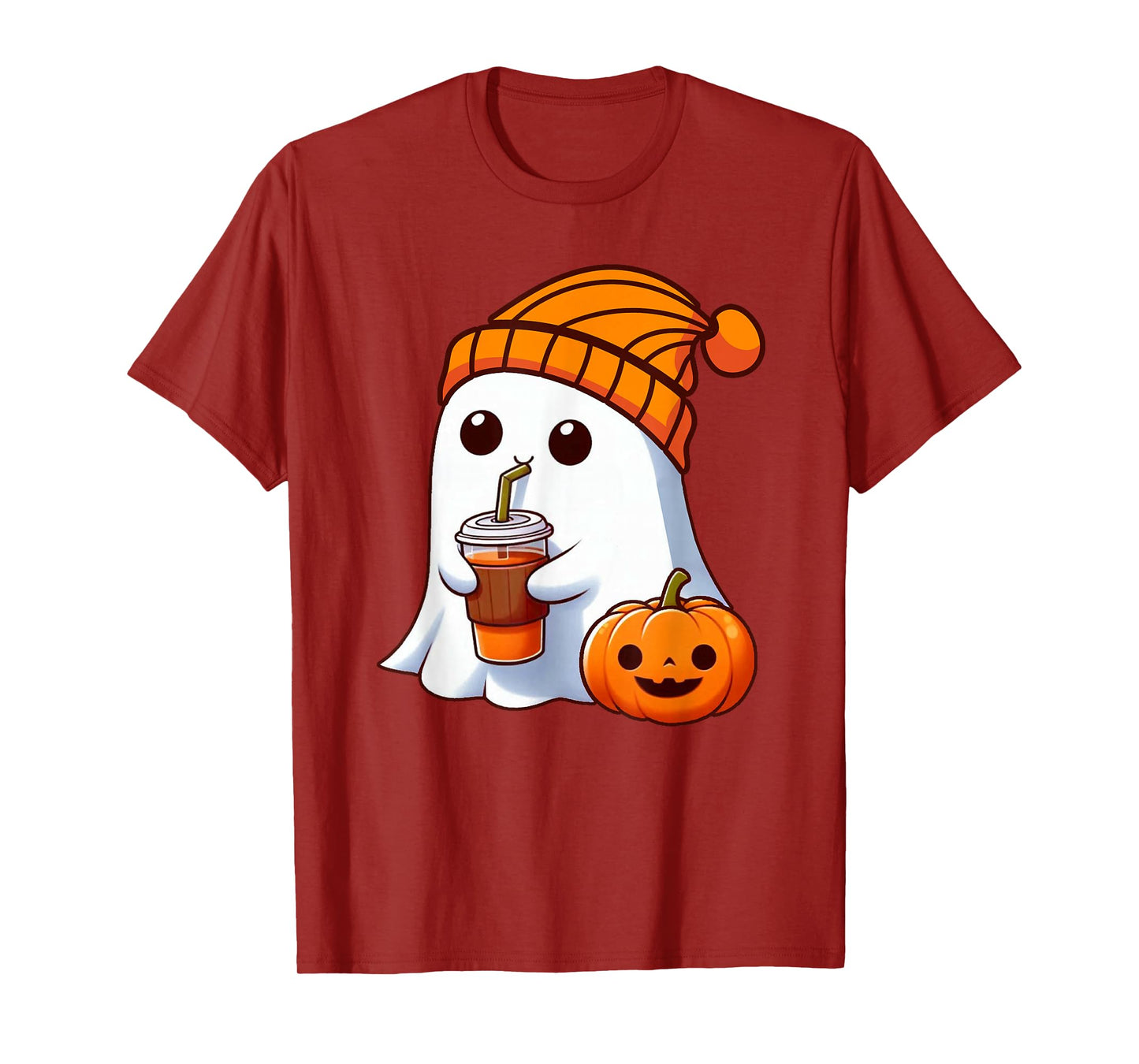 Halloween Costume Ghost drinking pumpkin Men Women girls T-Shirt
