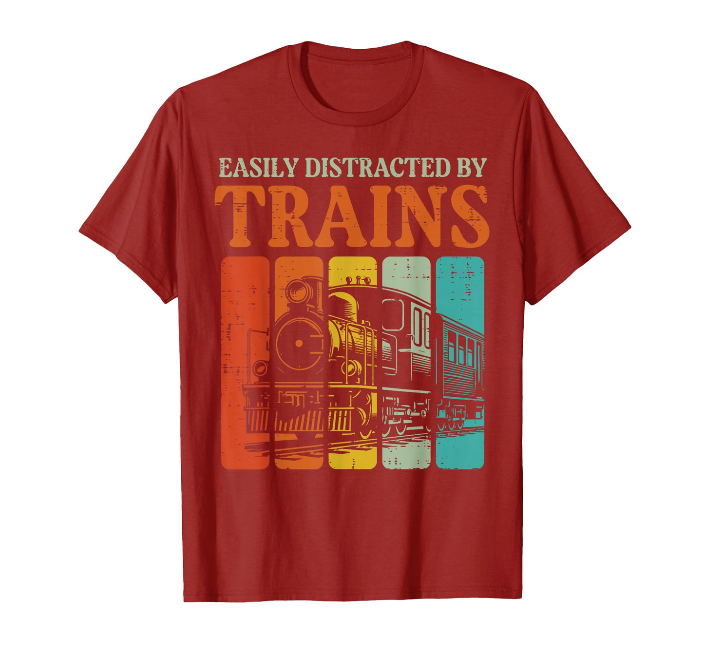 Easily Distracted By Trains Funny Locomotive Men Boys Kids T-Shirt