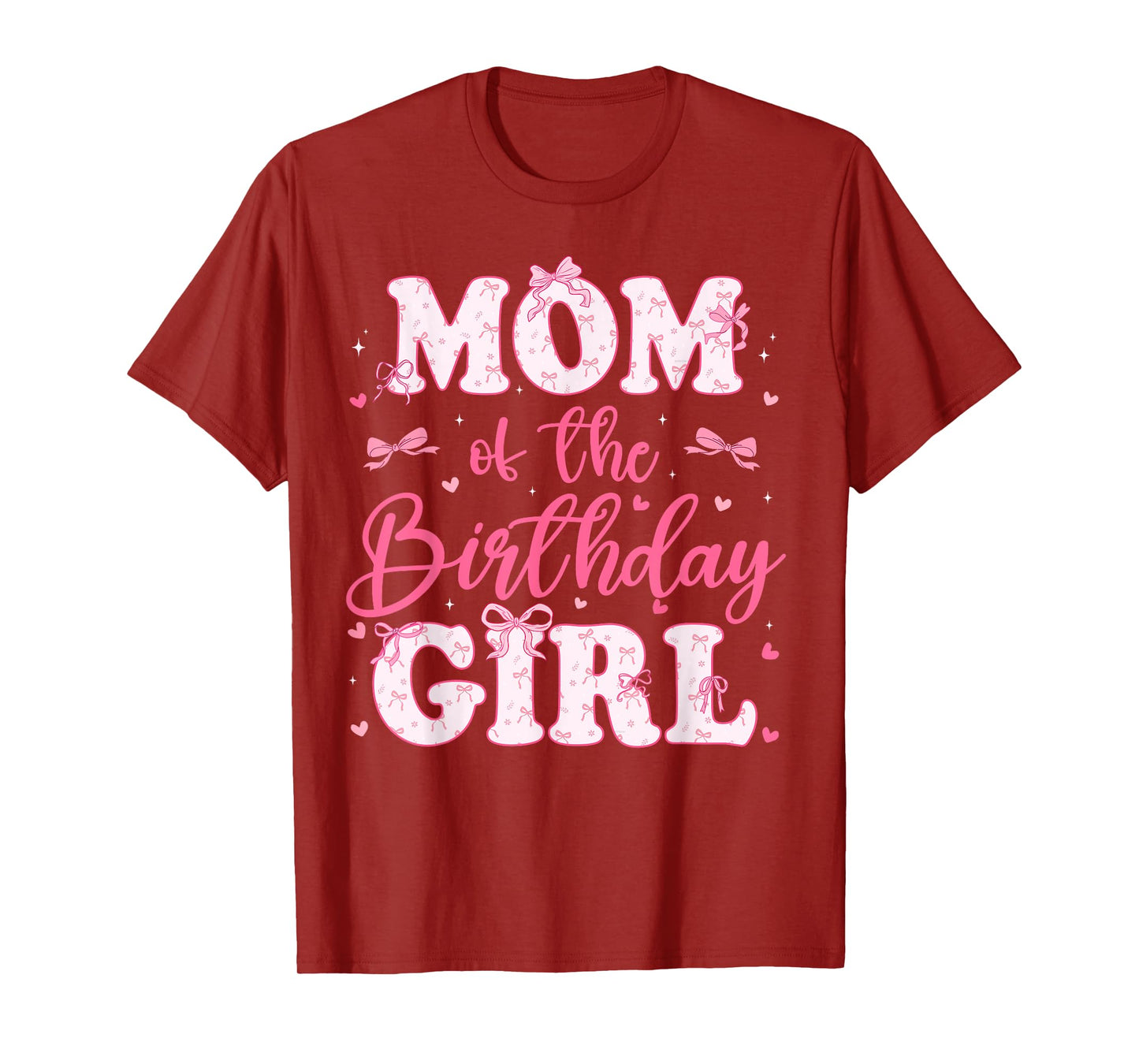 Mom Of The Birthday Girl Coquette Bow Birthday Family T-Shirt