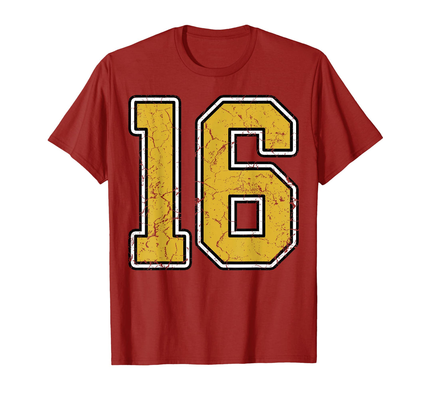Old Gold Black White Sports Number 16 Jersey Uniform Player T-Shirt
