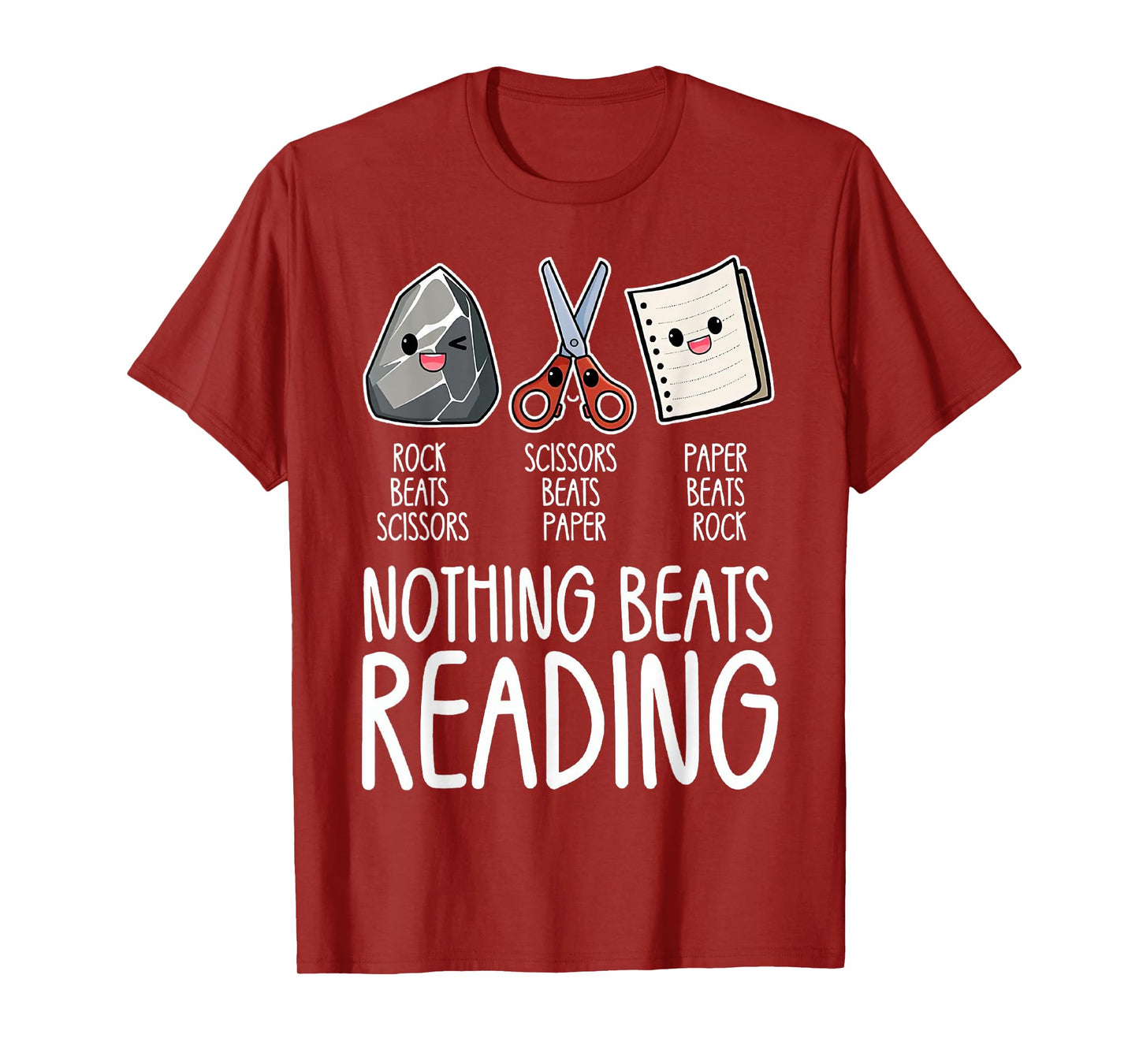 Rock Paper Scissors Vintage Nothing Beats Reading Hand Game T-Shirt