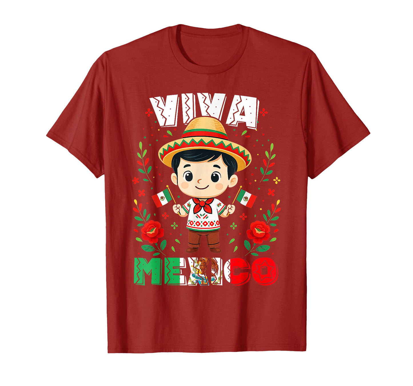 Viva Mexico Mexican Boy Flag Independence Day Boys Kids T-Shirt