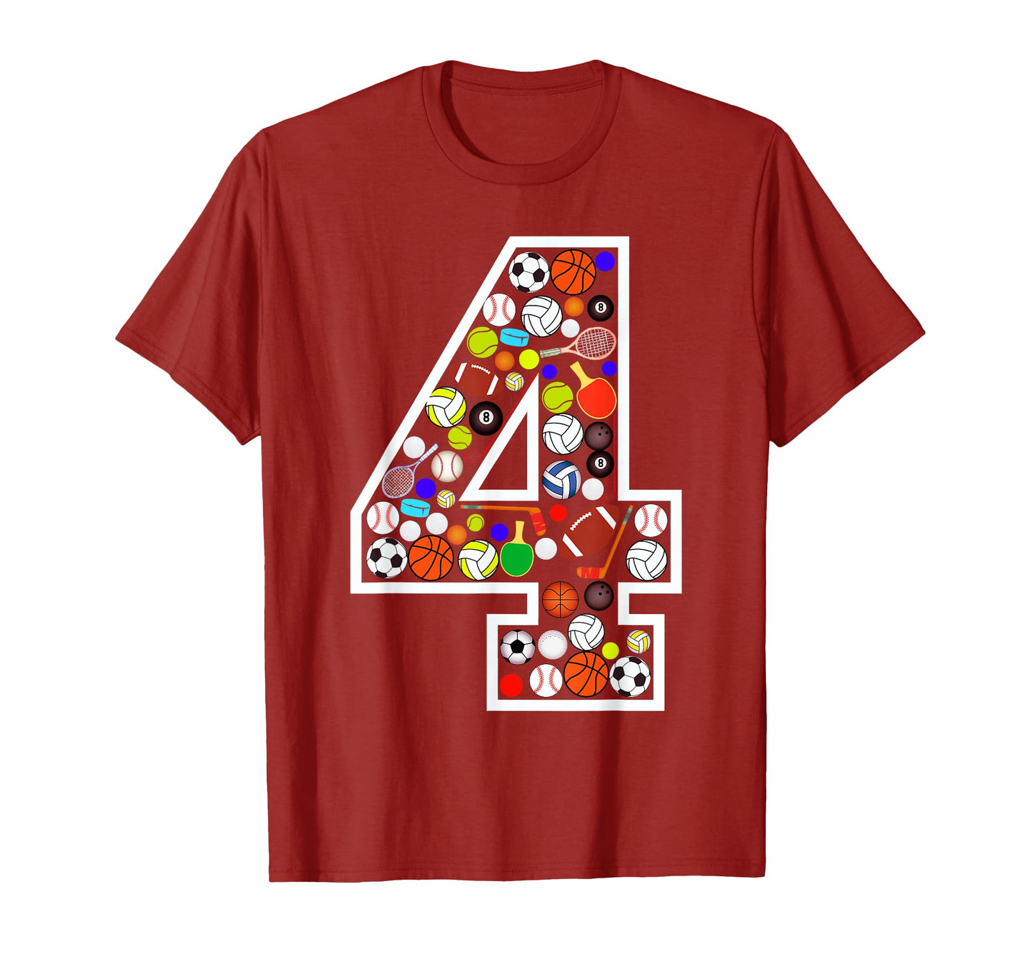 Kids 4th Birthday Sports Big Number Four 4 Year Old Boy T-Shirt