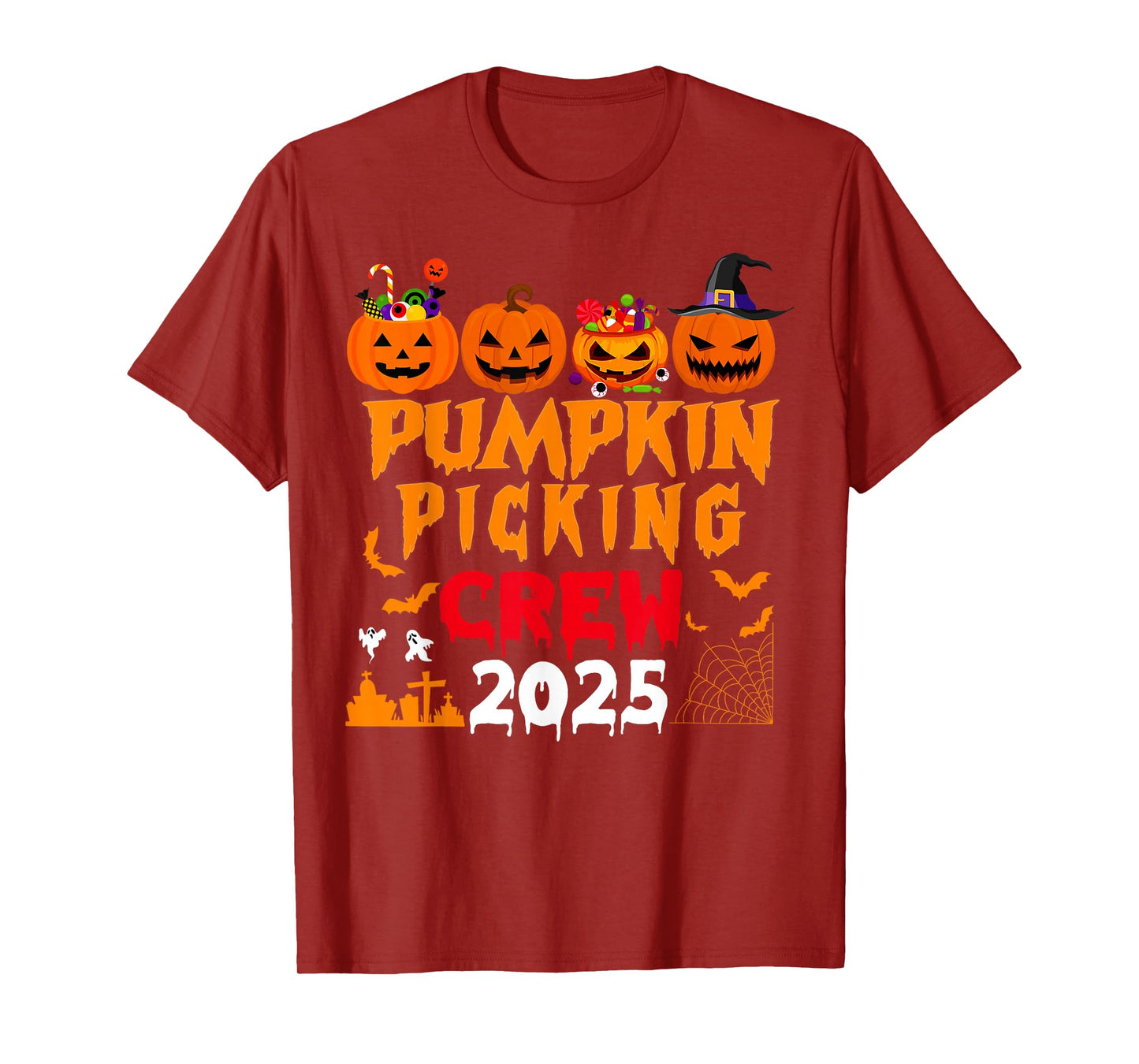 Retro Pumpkin Picking Crew Halloween 2025 Matching Group T-Shirt
