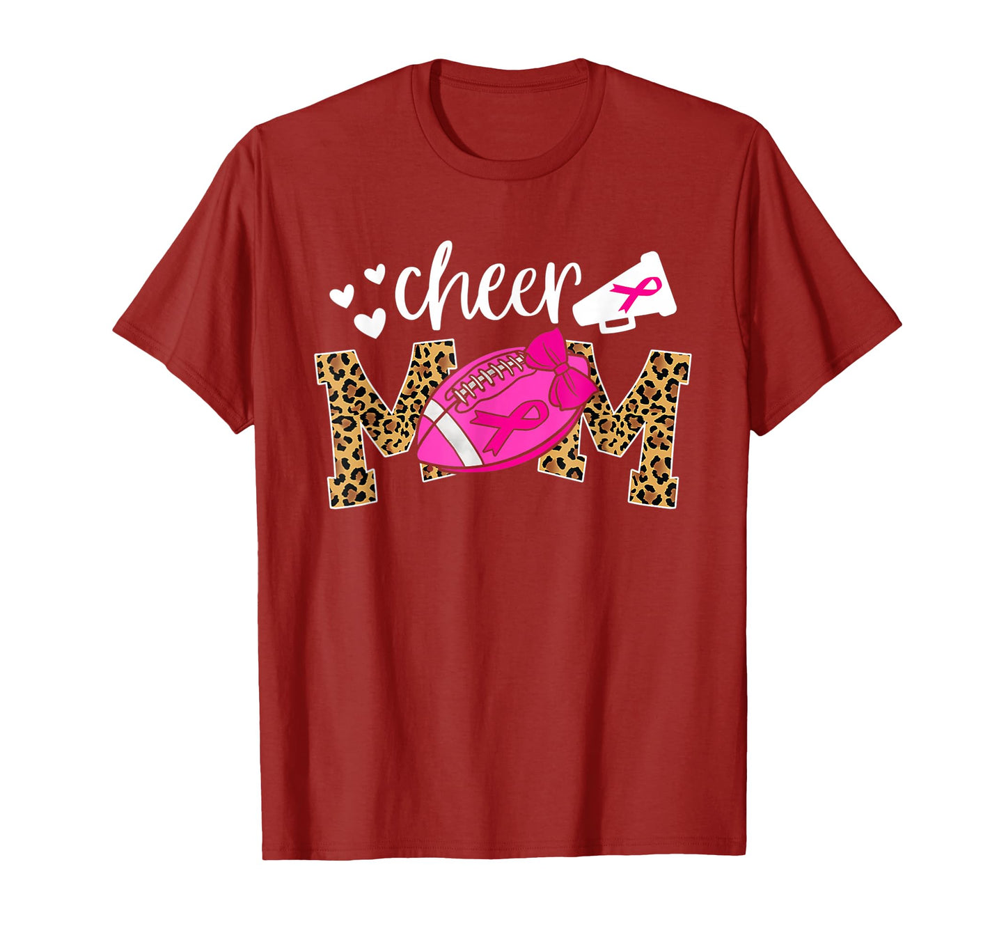 Football Cheer Mom Pink Leopard Breast Cancer Awareness T-Shirt