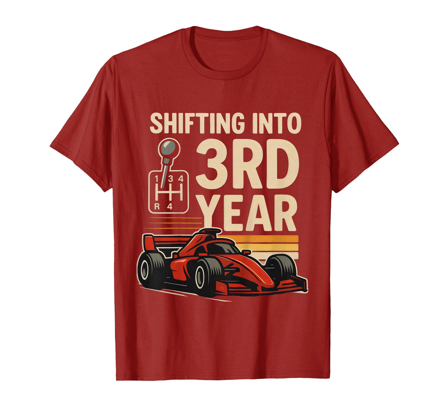Kids Shifting into 3rd Year Girl Boy Racing Car 3rd Birthday T-Shirt