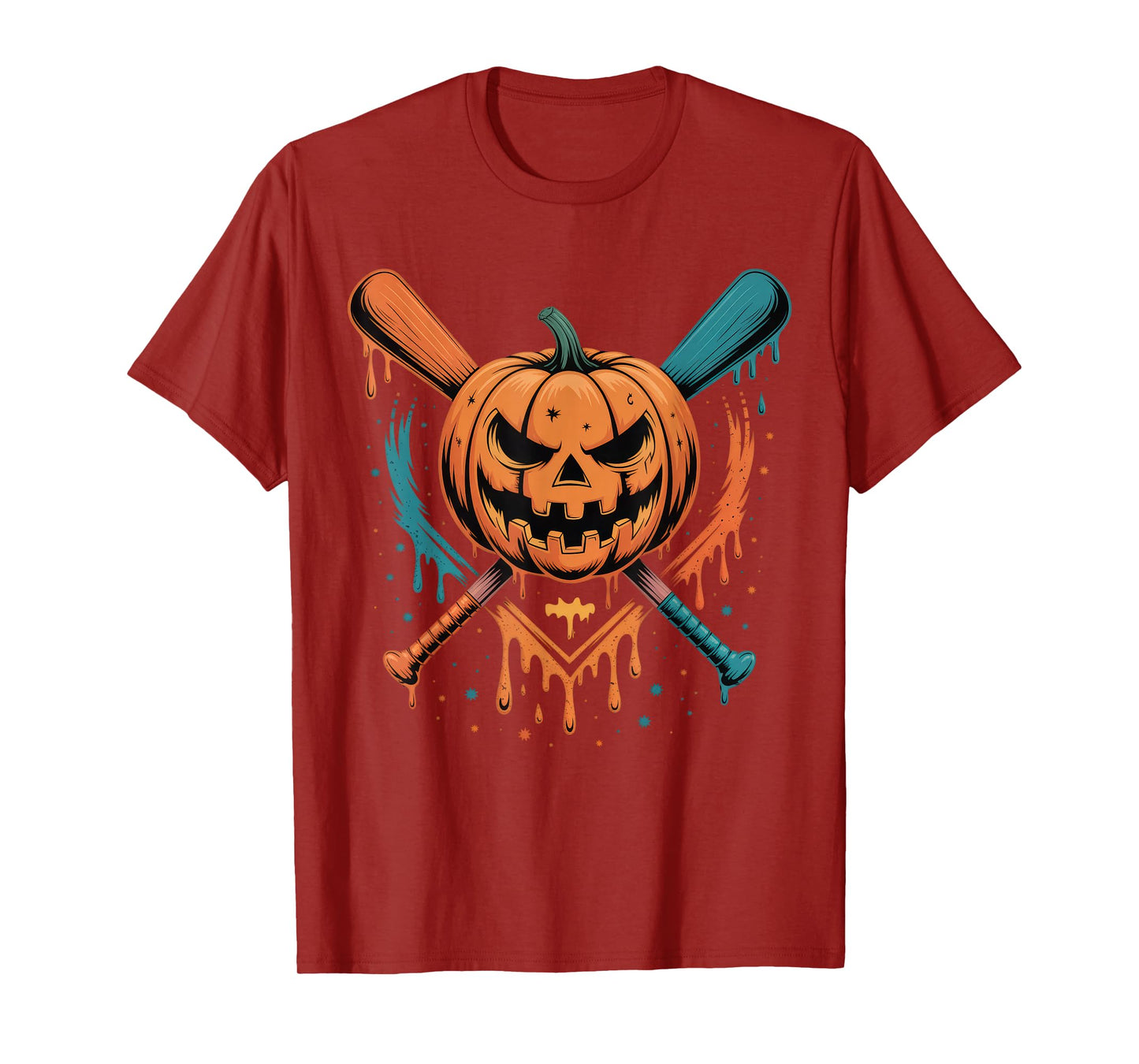 Pumpkin Halloween Baseball Ice Cream Drip Spooky Boys Youth T-Shirt