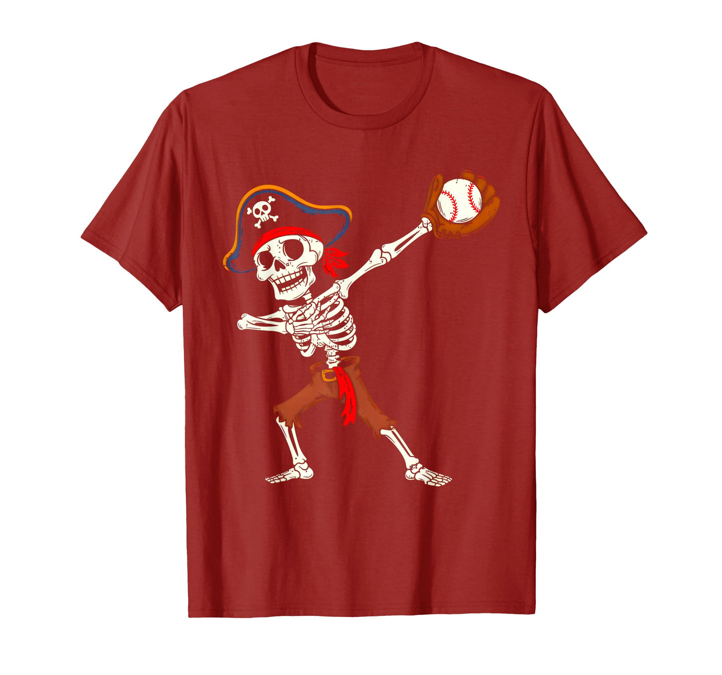 Skeleton Pirate Baseball Halloween Costume Boys Kids Toddler T-Shirt