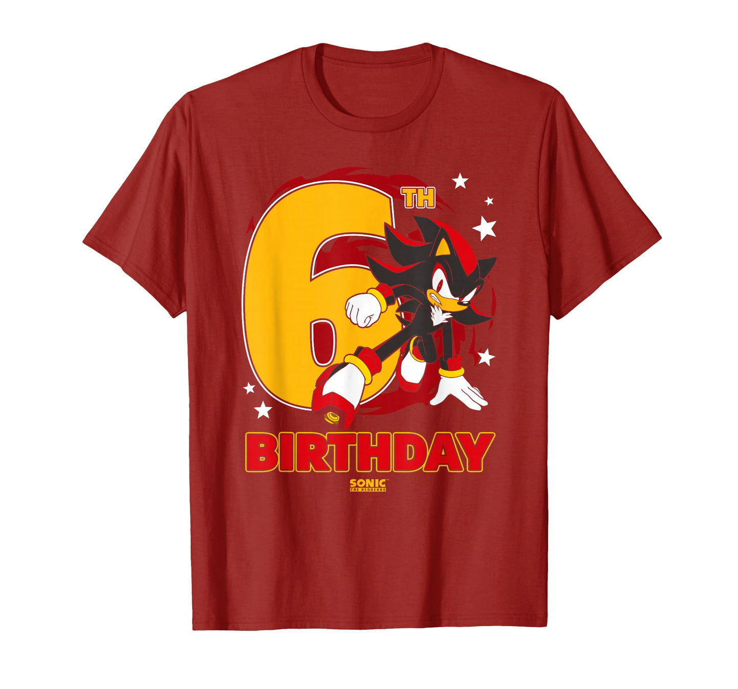 Sonic The Hedgehog Epic Shadow 6th Birthday Big Chest Logo T-Shirt