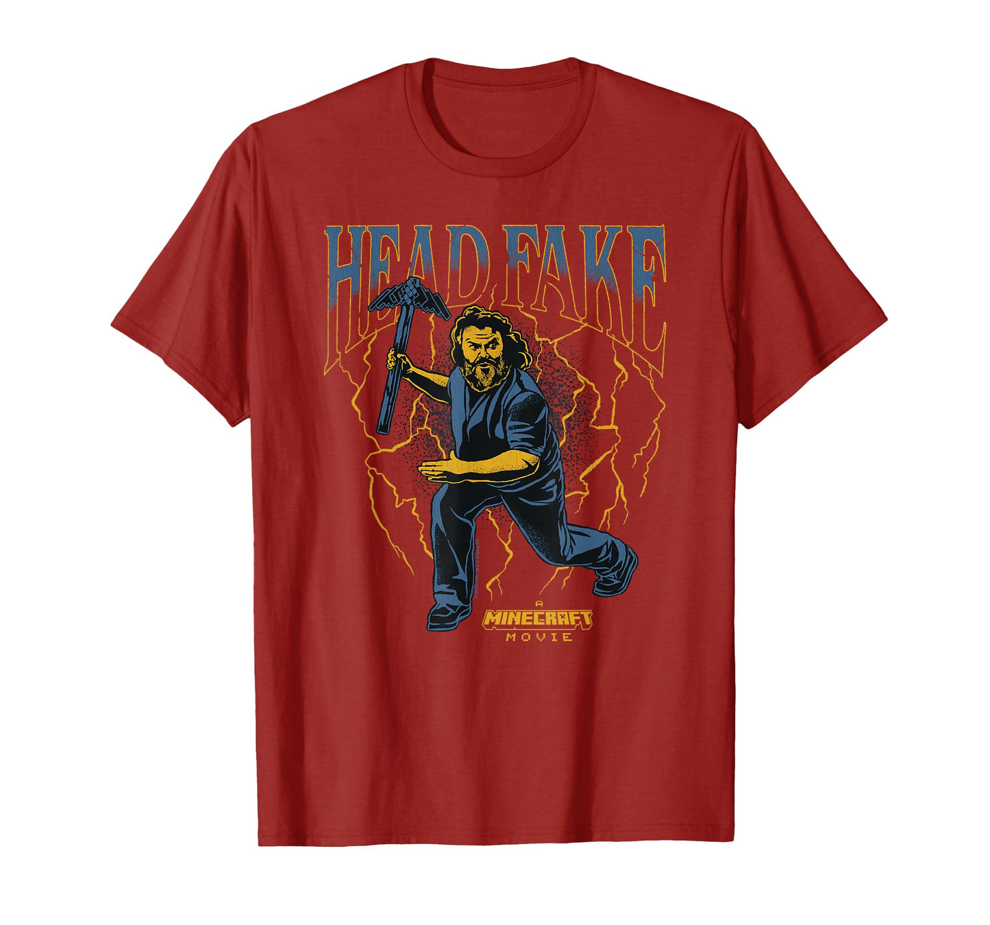 A Minecraft Movie Head Fake Steve Thunder And Metal Portrait T-Shirt