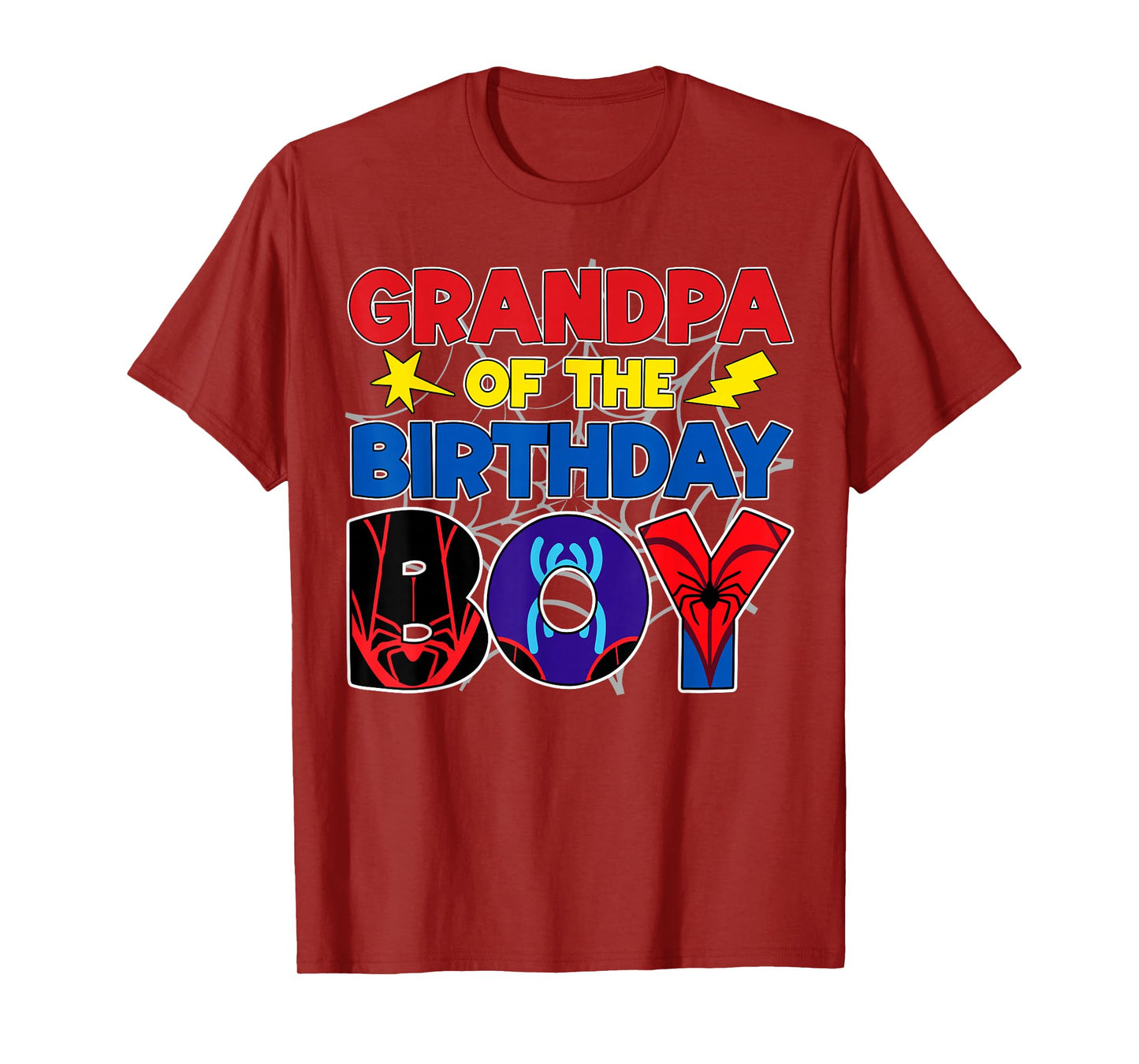 Grandpa Of The Birthday Boy Matching Spider Family Birthday T-Shirt