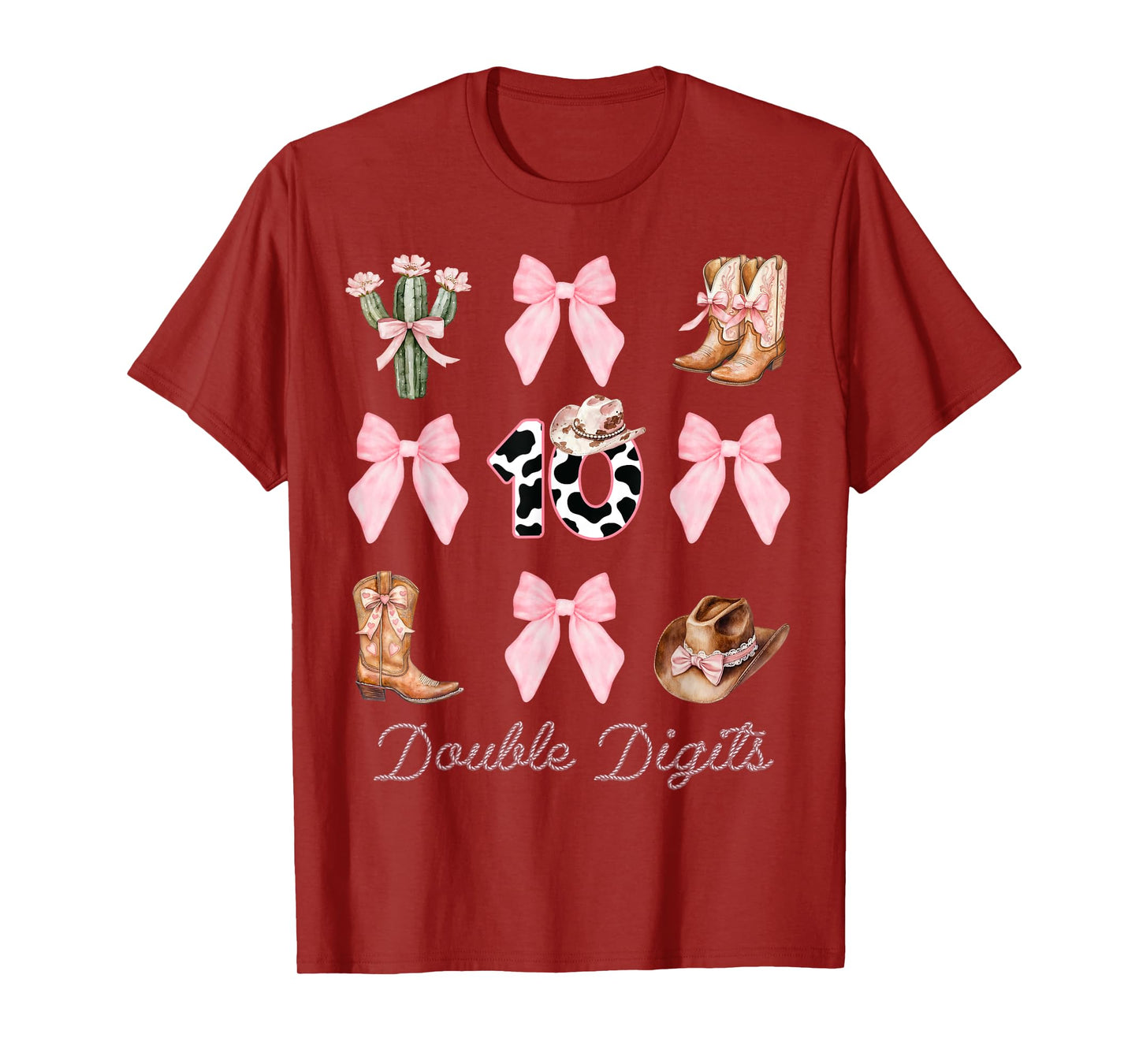 10th Birthday Girl Cowgirl Coquette Bow Rodeo Western Bday T-Shirt