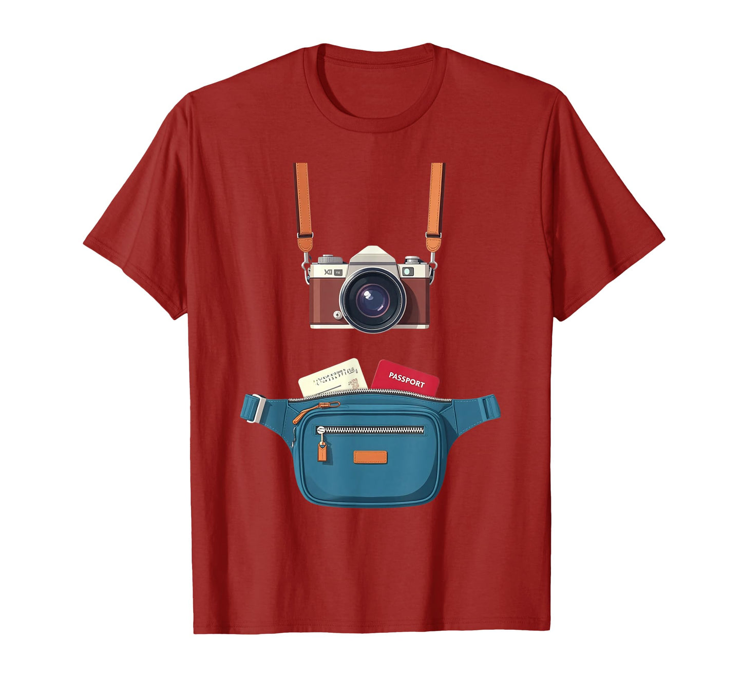 Tourist Spirit Day Camera Passport Map And Camera Tourism T-Shirt