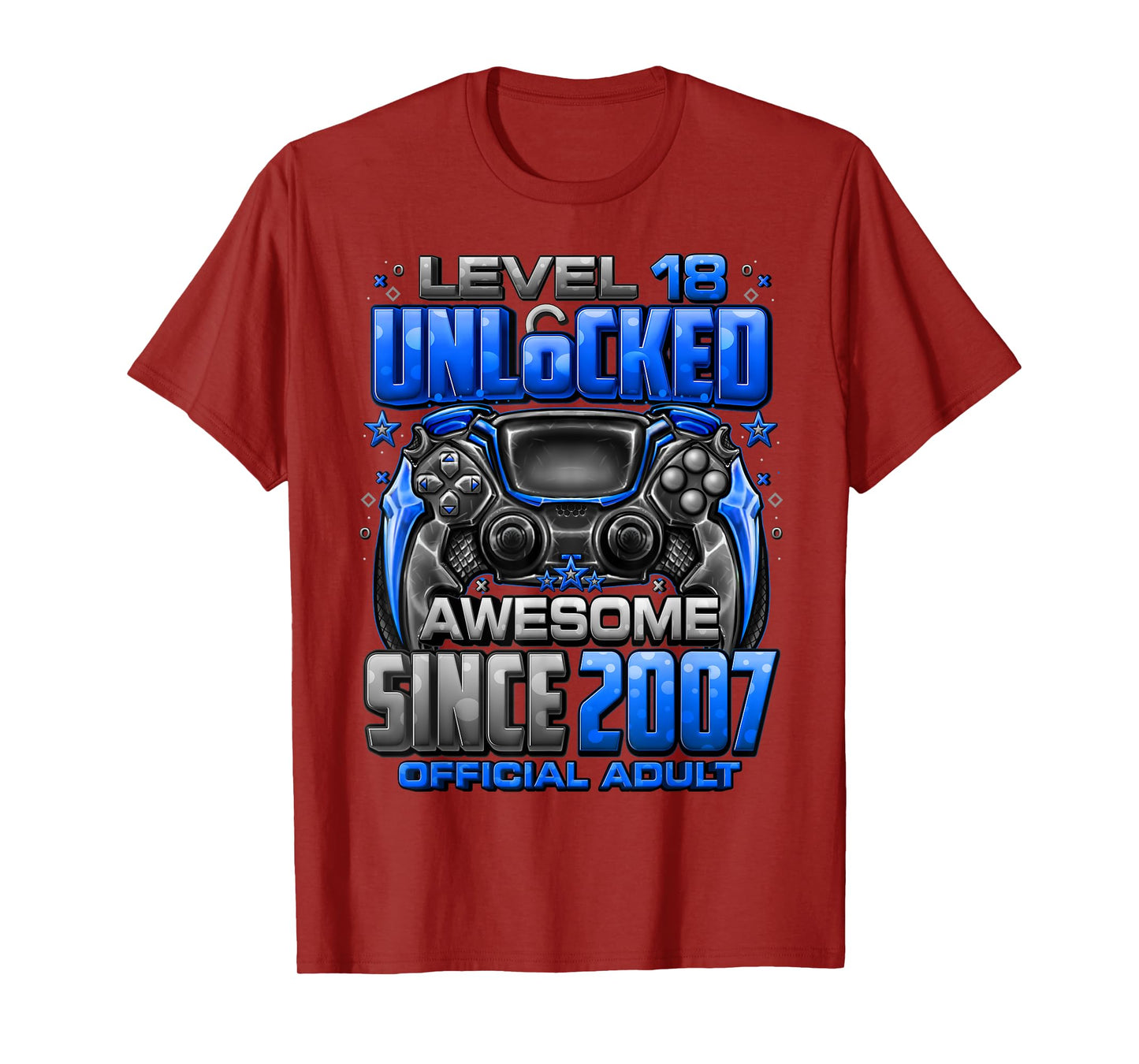 Level 18 Unlocked Awesome Since 2007 18th Birthday Gaming T-Shirt