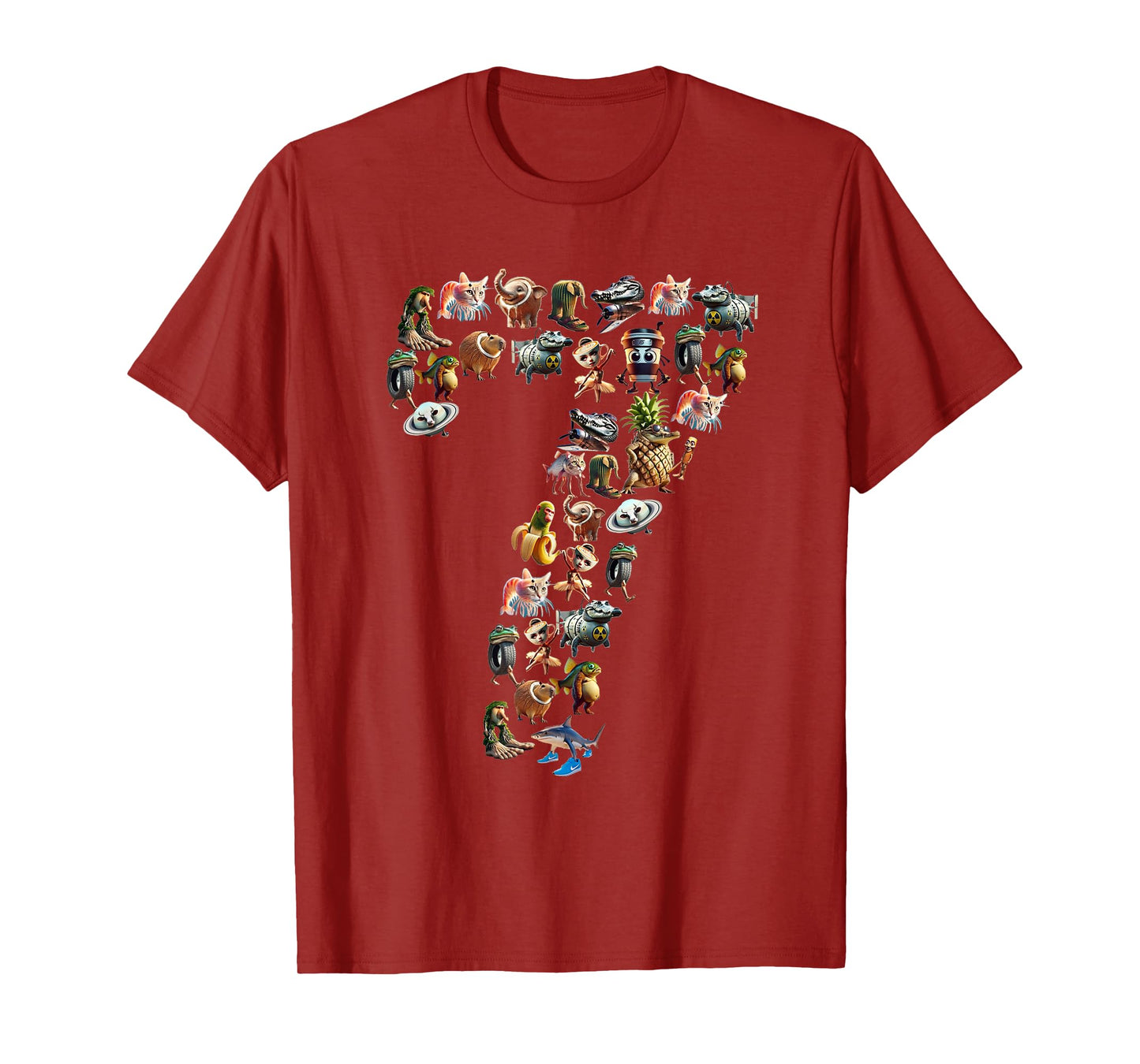 Happy 7th Birthday Boy Italian Brainrot Meme Party Funny T-Shirt