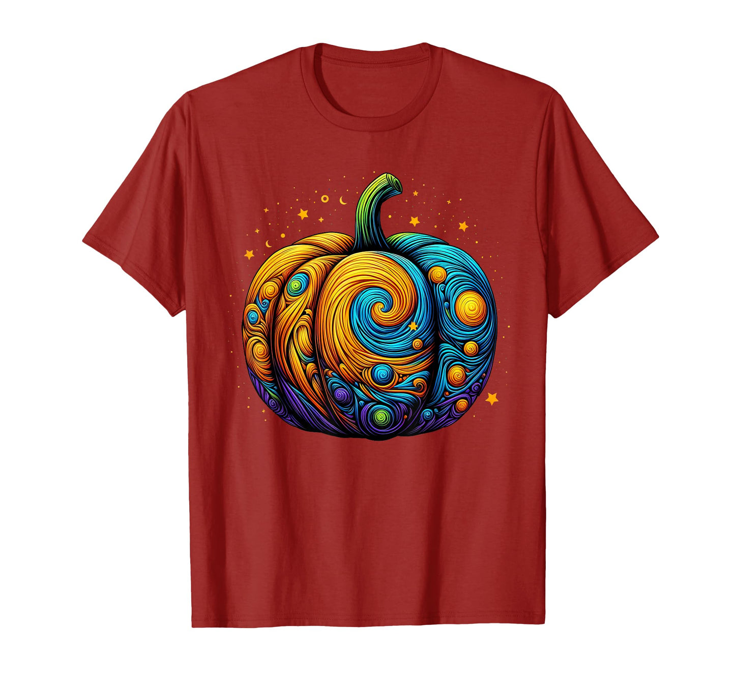 Pumpkin Halloween Starry Night Van Gogh Thanksgiving Fall T-Shirt