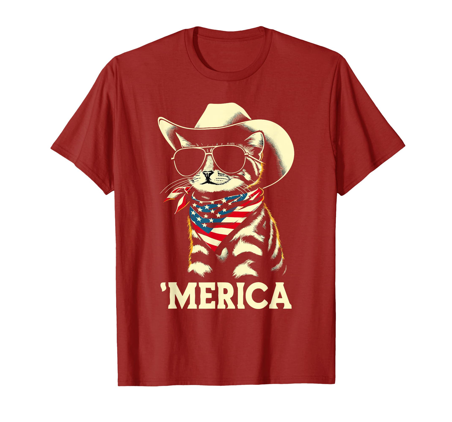 USA 'Merica Cat 4th of July Men Women Kids Funny Patriotic T-Shirt