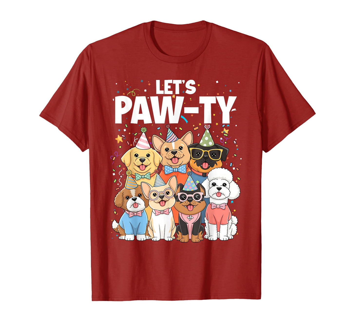 Dog Mom Birthday Dog Bday Boy Girl Let's Pawty Birthday T-Shirt
