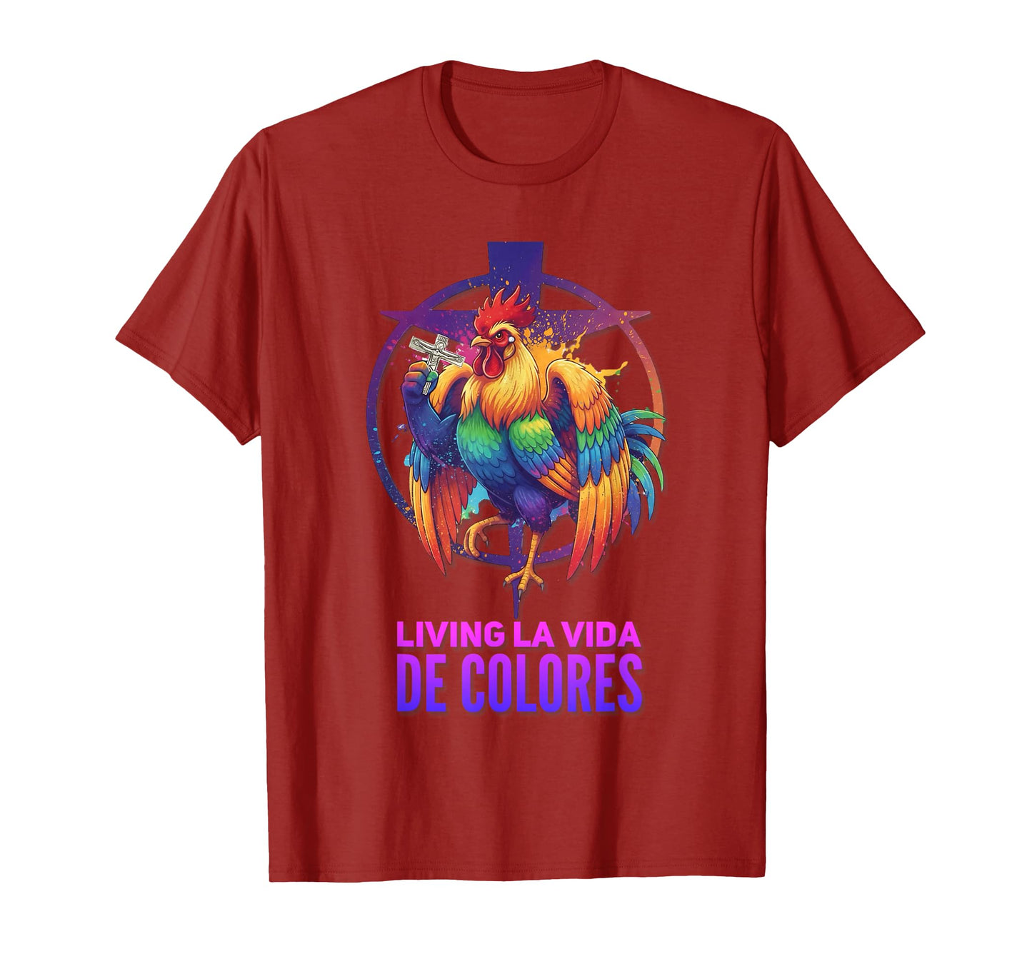 DeColores Cursillo Rainbow Rooster Catholic T-Shirt