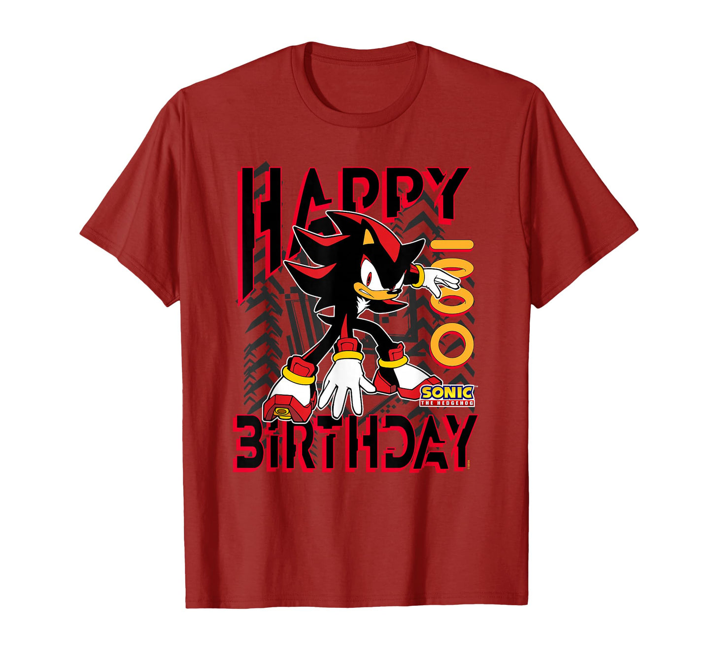 Sonic The Hedgehog Happy Birthday Shadow Grid Chest Poster T-Shirt