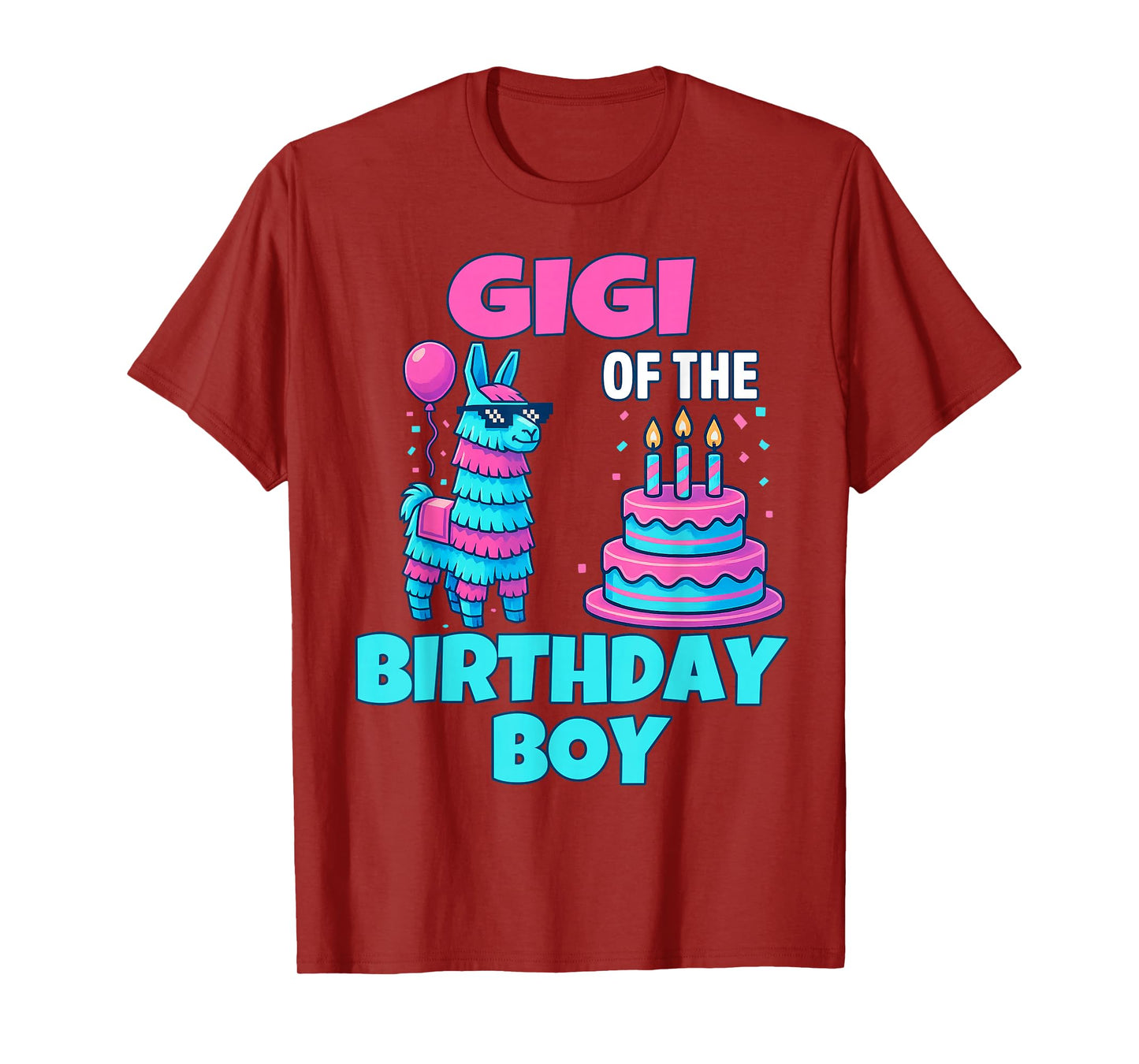 Gigi of Birthday Boy Llama Pinata Party family mathing women T-Shirt