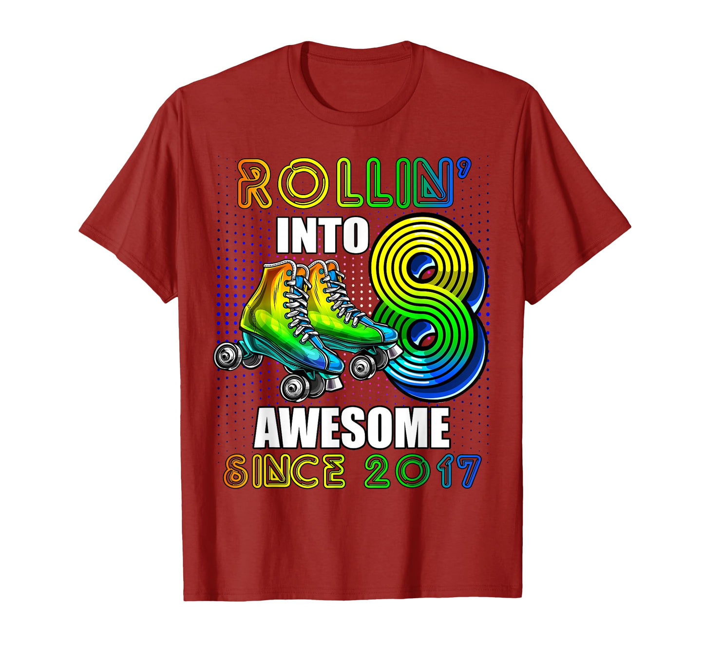 Birthday Roller Skating 8th Girls Rollin into 8 Skate Party T-Shirt
