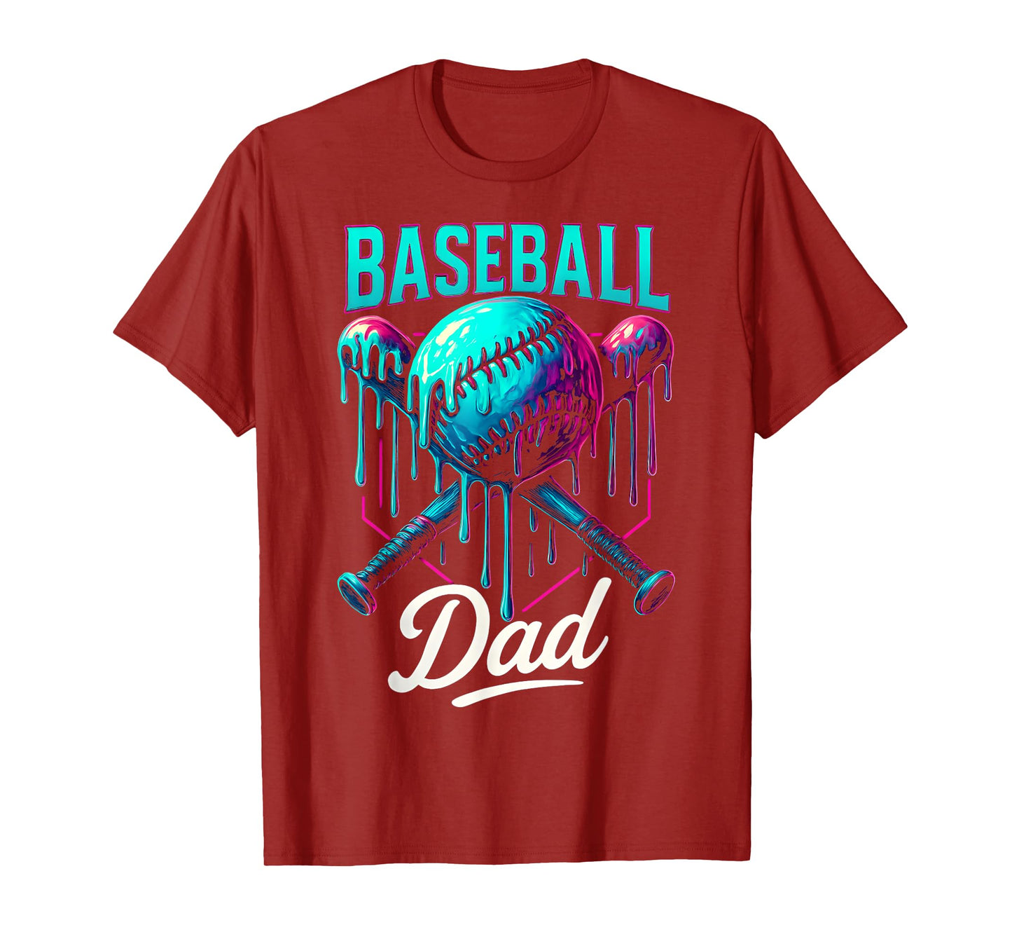 Baseball Drip Dad Ice Cream Drip Baseball Men Father's Day T-Shirt