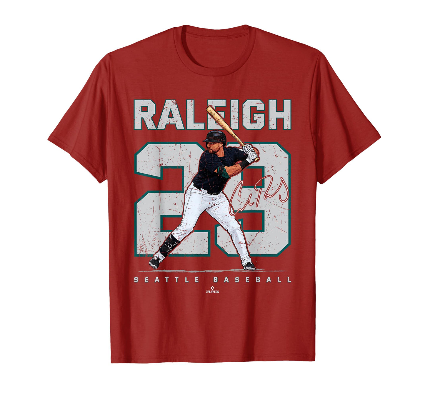 Number and Portrait Cal Raleigh Seattle Baseball MLBPA T-Shirt