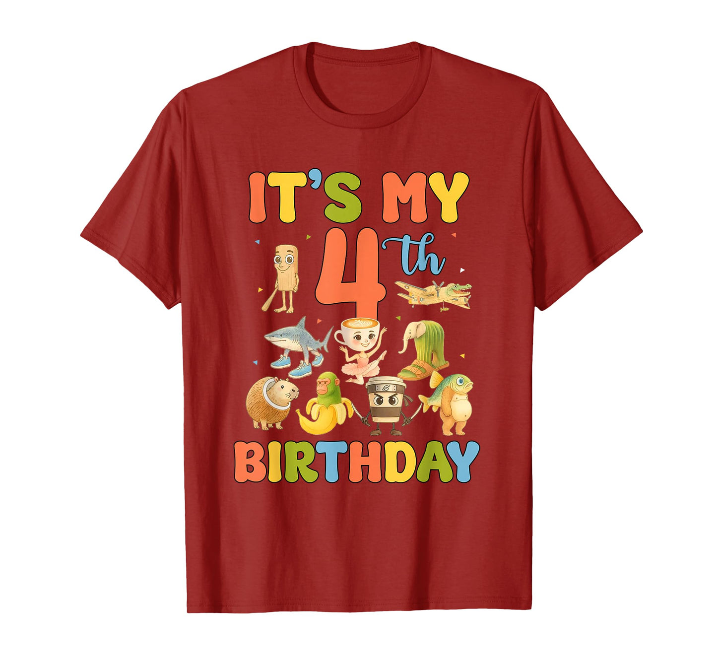 It's My 4th Birthday Boy Italian Brainrot Meme 4 Year Old T-Shirt