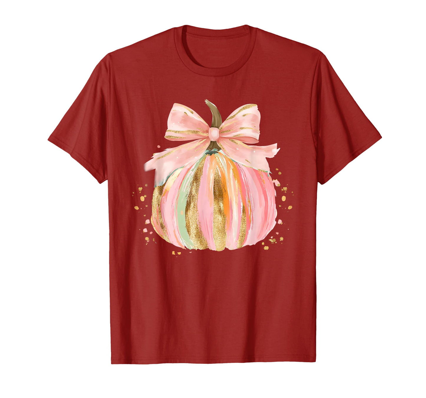 Pumpkin Season Coquette Bow Thanksgiving Autumn Fall Leaves T-Shirt